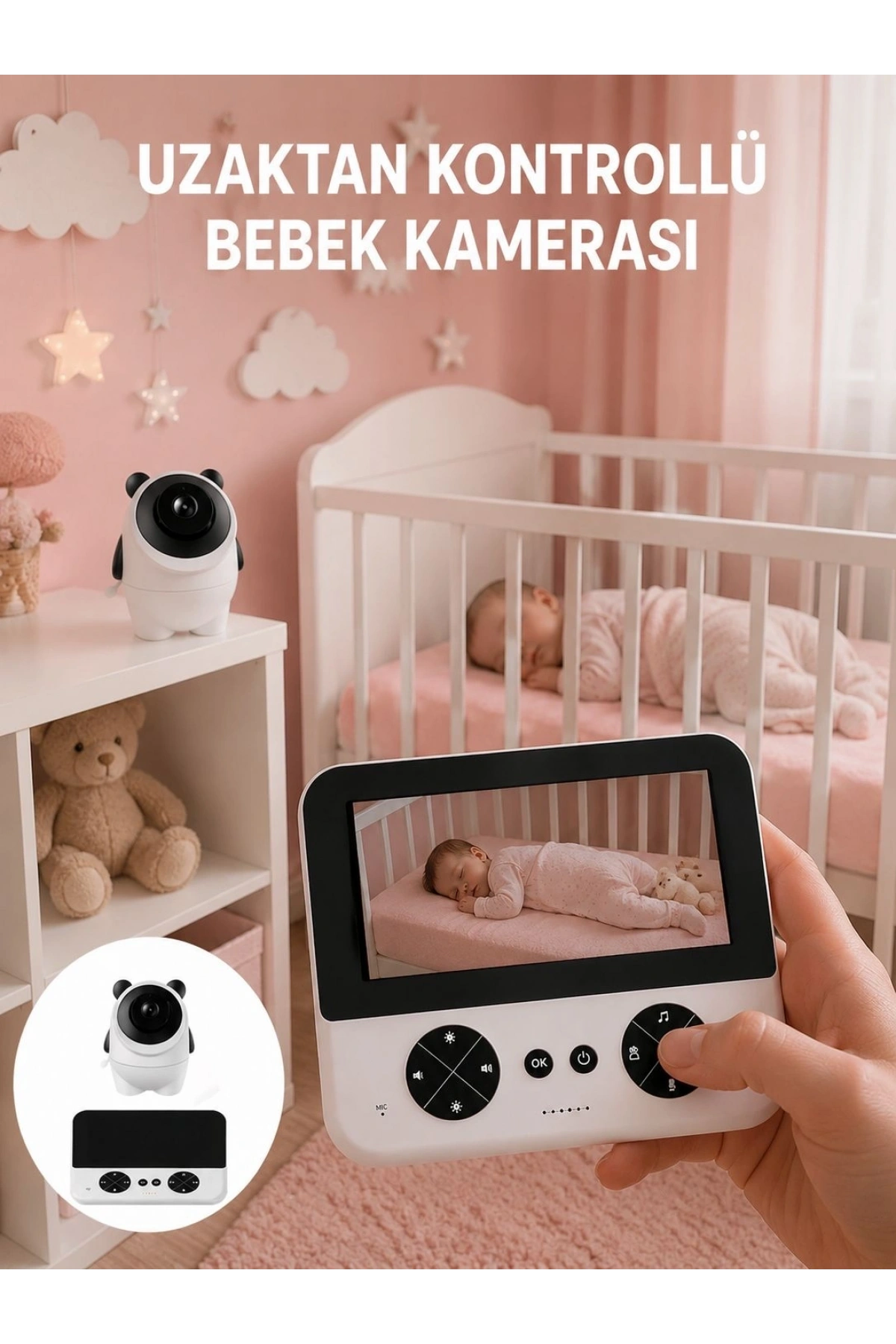 Geniş Ekranlı Bebek Monitörü Ağlama Algılama Özellikli Yeni Nesil