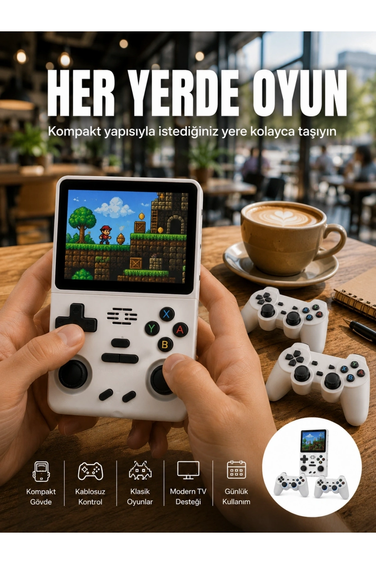 Geniş Ekranlı Taşınabilir Retro Oyun Konsolu Yeni Nesil