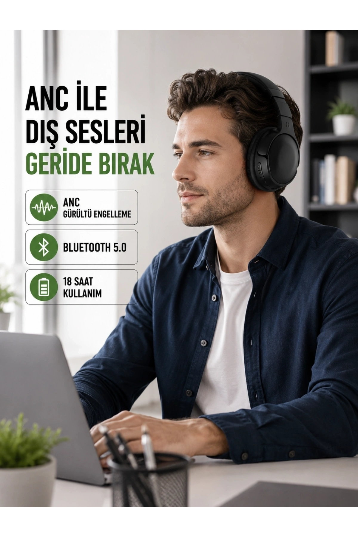 Geniş Frekans Aralıklı Bluetooth Kulak Üstü Kulaklık