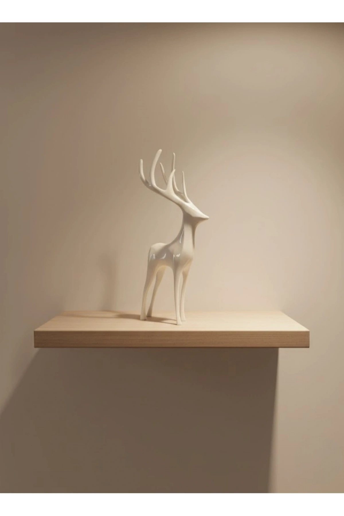 Geyik Figürü Beyaz Modern Salon ve Raf Dekoru
