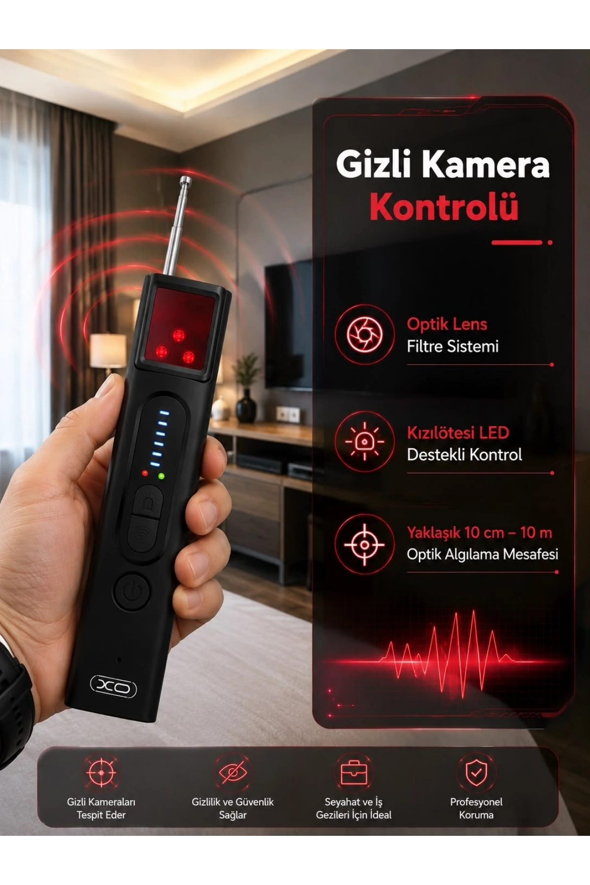 Gizli Kamera, GPS ve RF Sinyal Tespit Cihazı