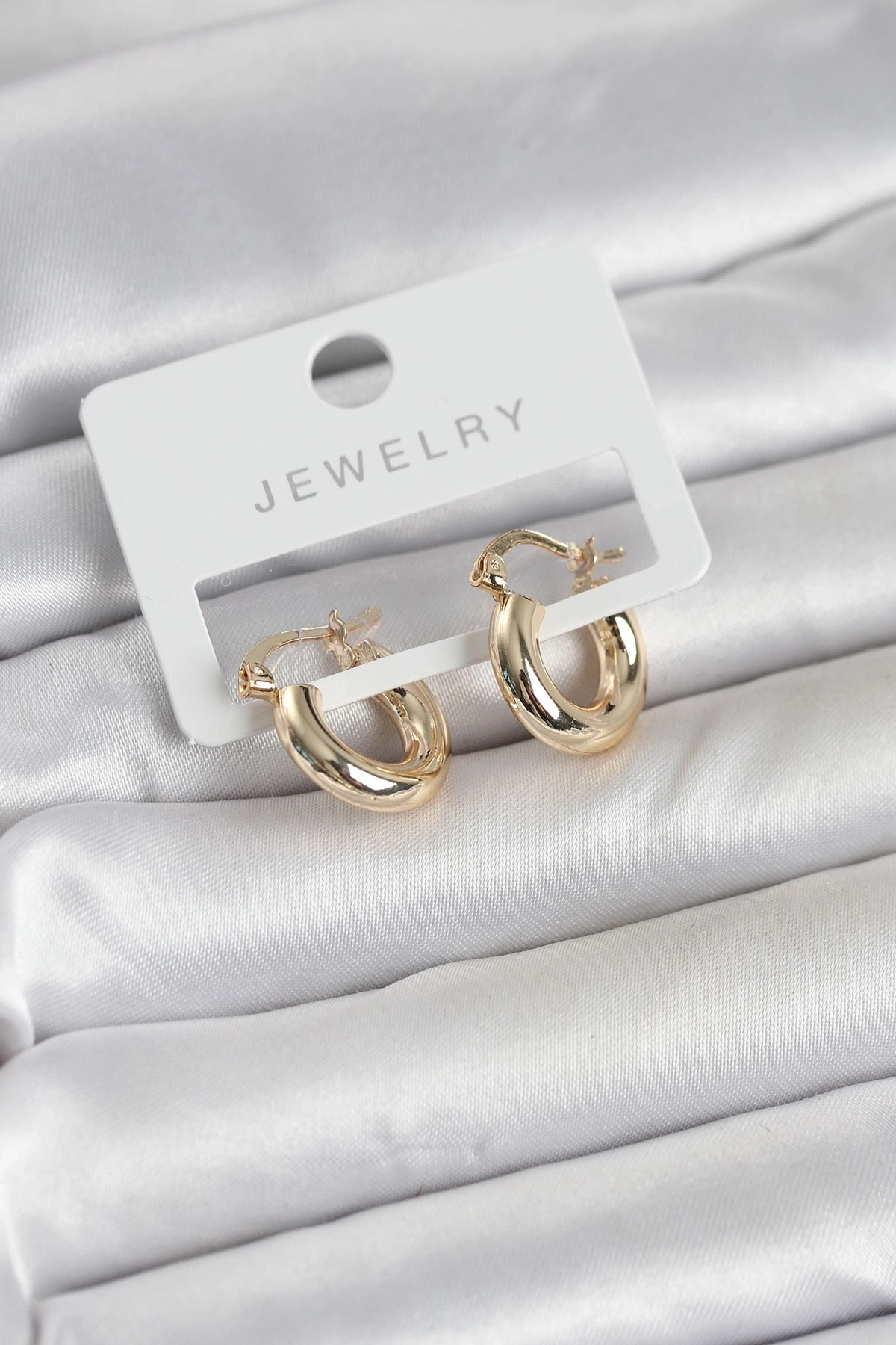 Gold Renk Pirinç Halka 15 mm Kadın Küpe