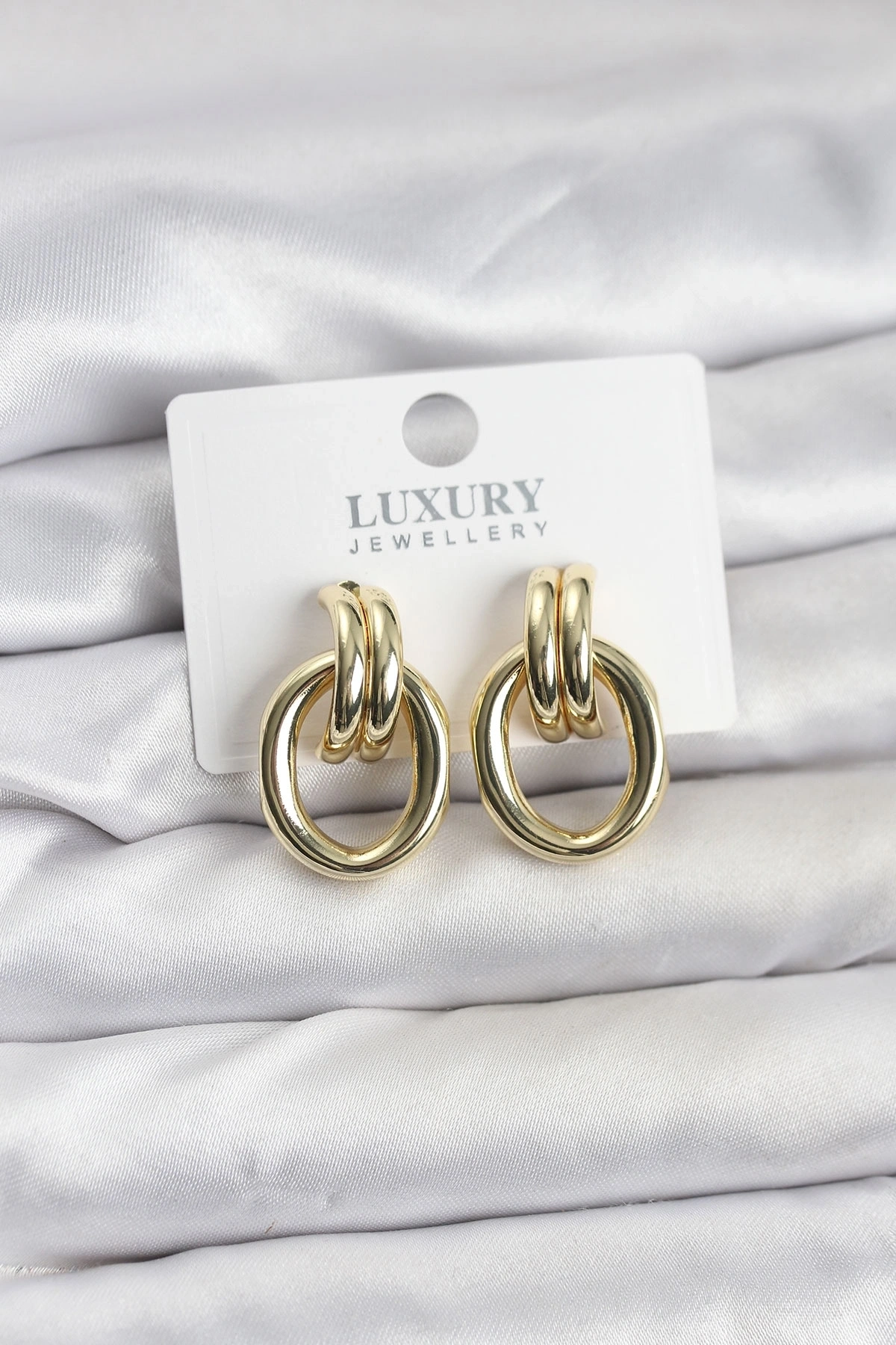 Gold Renk Pirinç Vintage Kadın Küpe