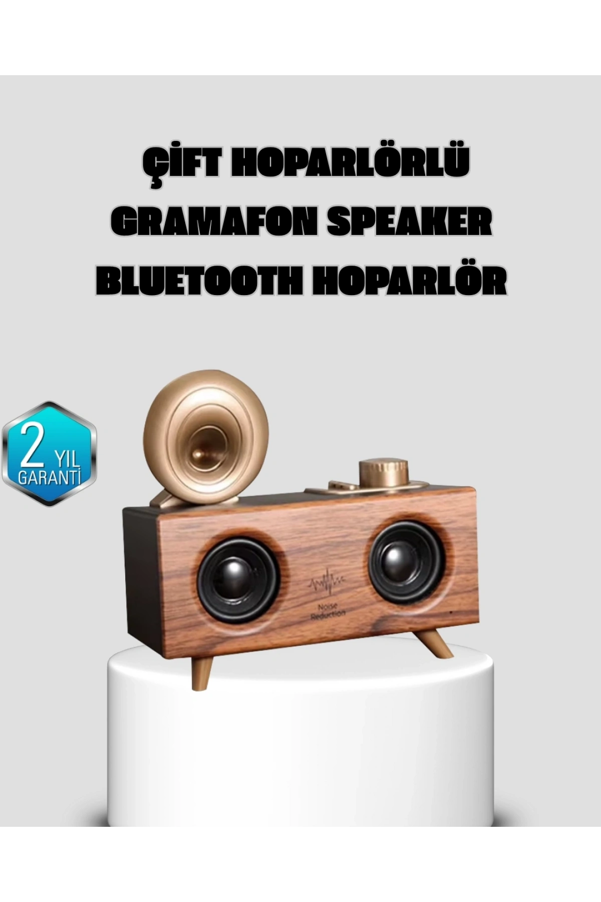 Gramafon Tasarımlı Bluetooth Hoparlör 3D Ses Teknolojili Çok Fonksiyonlu