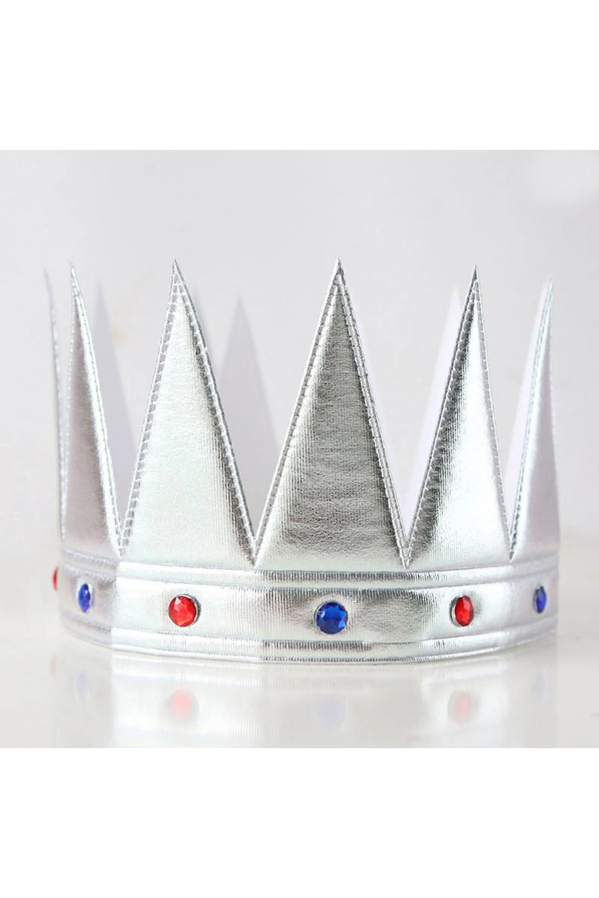 Gümüş Renk Eva Yumuşak Kral Kraliyet Tacı Yetişkin Çocuk Uyumlu 55 cm (5047)