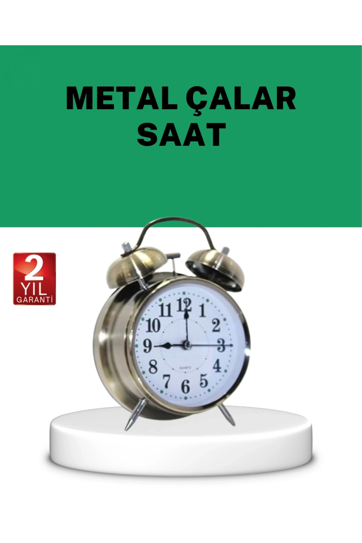 Gümüş Renkli Sessiz Işıklı Dekoratif Masa Üstü Çalar Saat Alarmlı