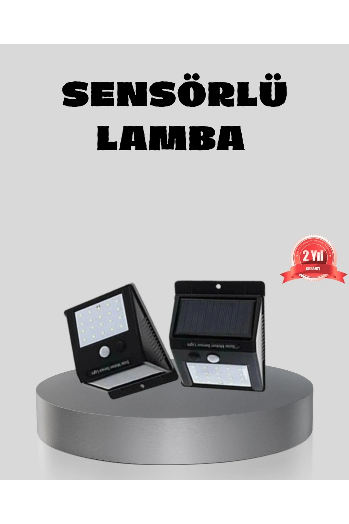Güneş Enerjili Sensörlü Dış Mekan Duvar Lambası – 3 Modlu, 2200mAh Pil, 120° Algılama
