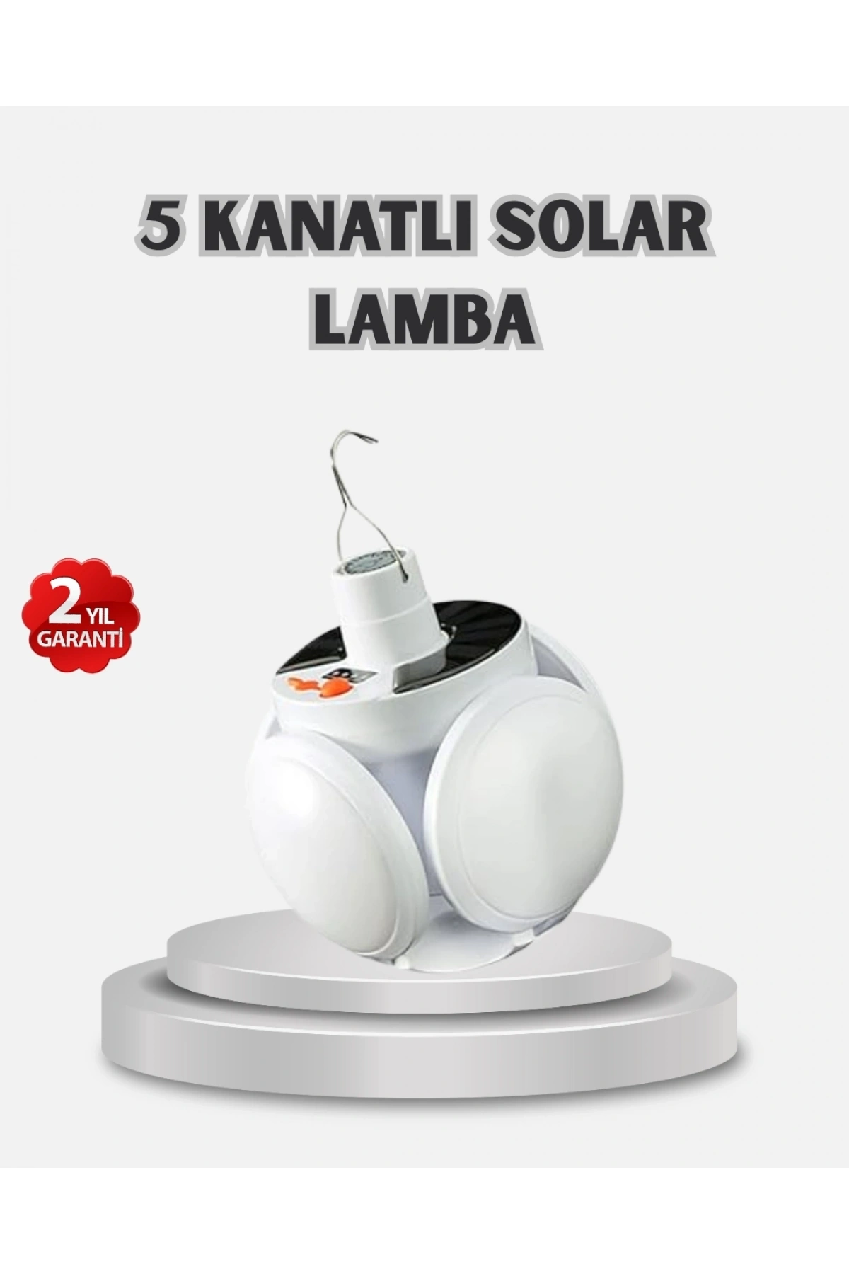 Güneş Enerjili ve USB Şarjlı LED Kamp Lambası – 5 Farklı Işık Modlu, Askılı Tasarım
