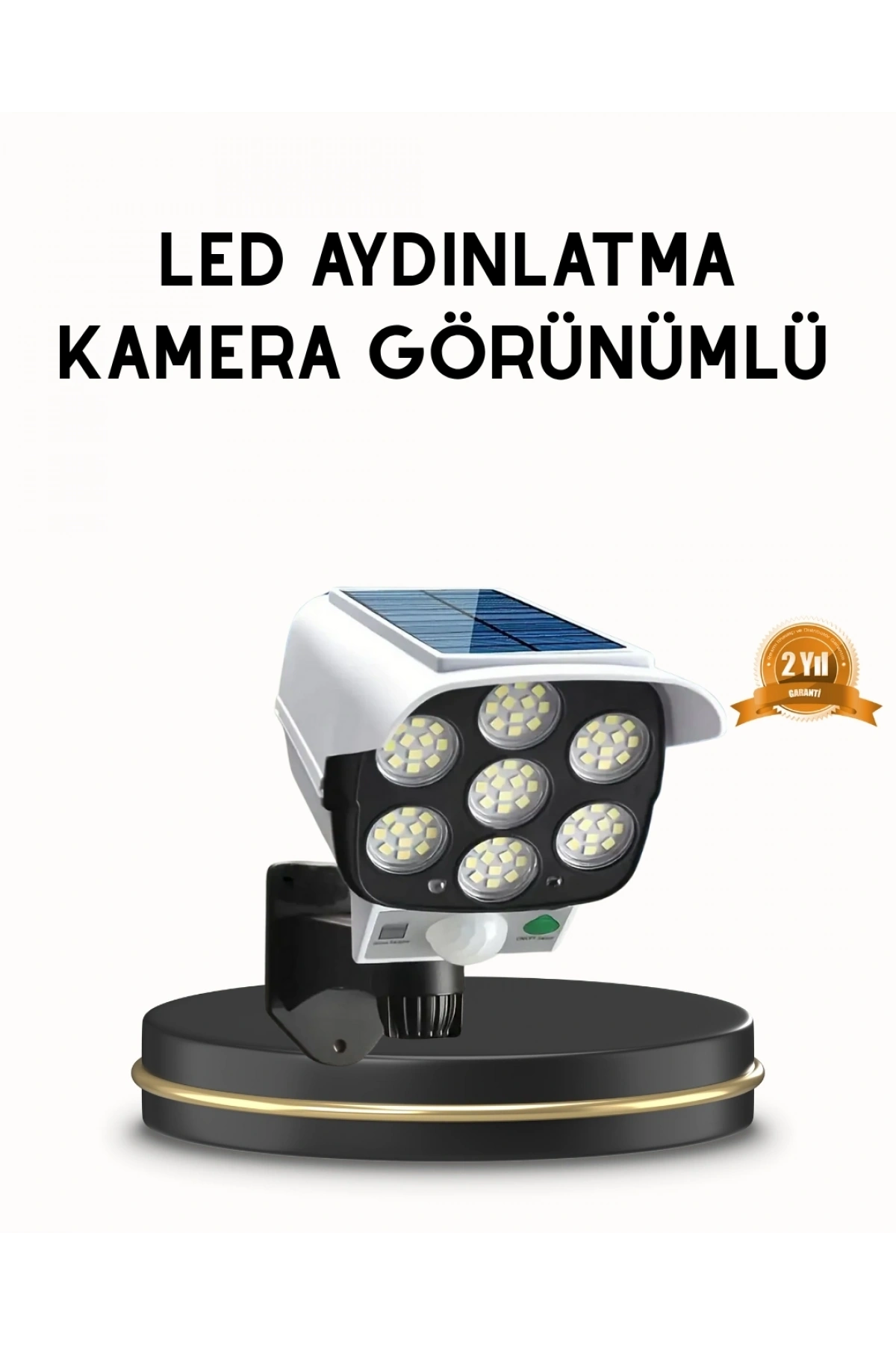 Güneş Paneliyle Şarj Olan Hareket Sensörlü Dış Mekan Güvenlik Lambası Ayarlanabilir