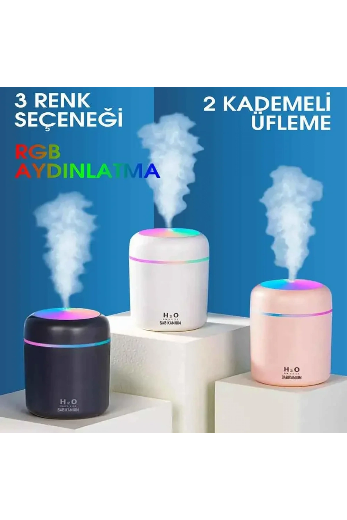 H2O LED Işıklı Mini Oda Hava Nemlendirici (5047)