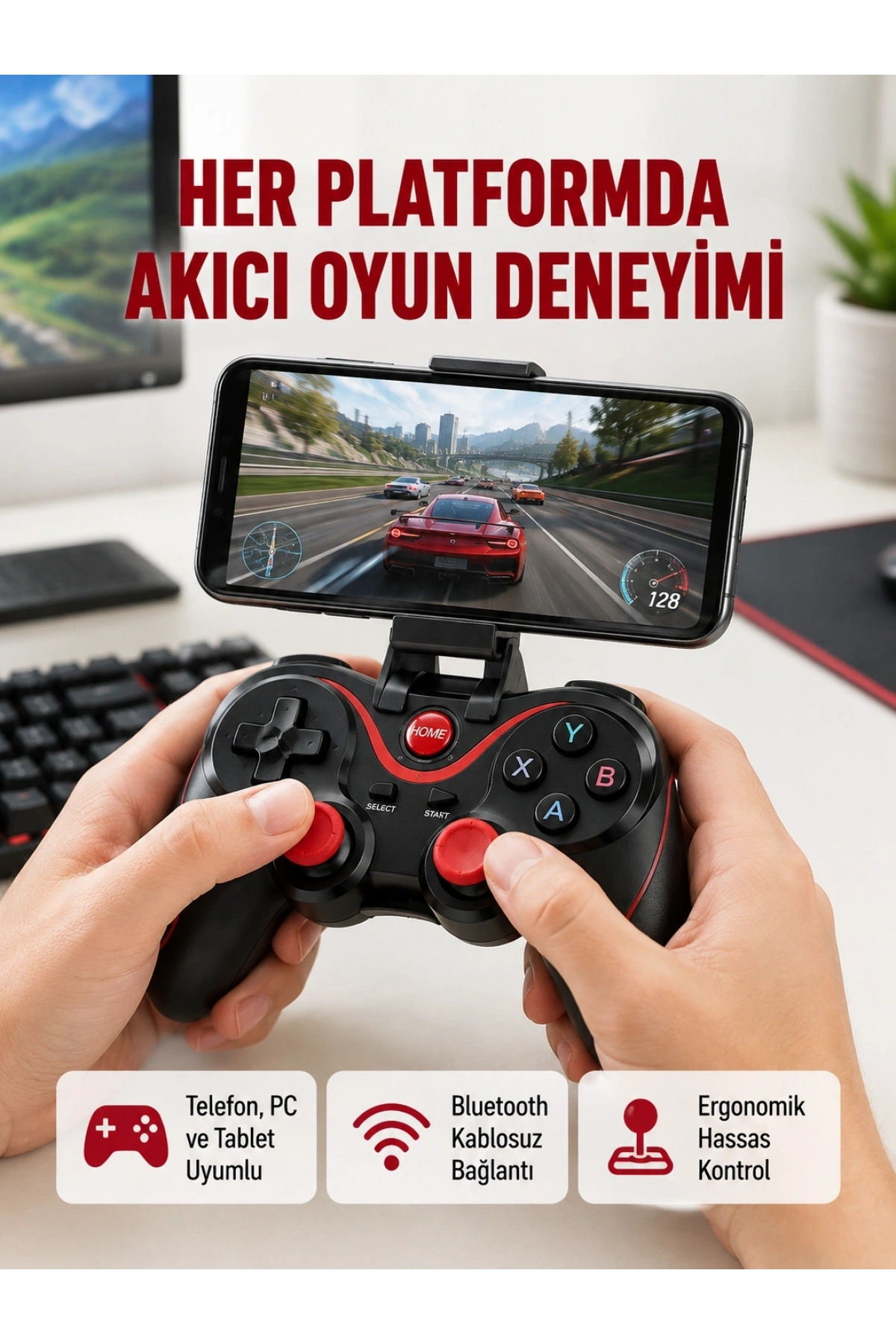 Hafif ve Taşınabilir Kablosuz Bluetooth Oyun Konsolu