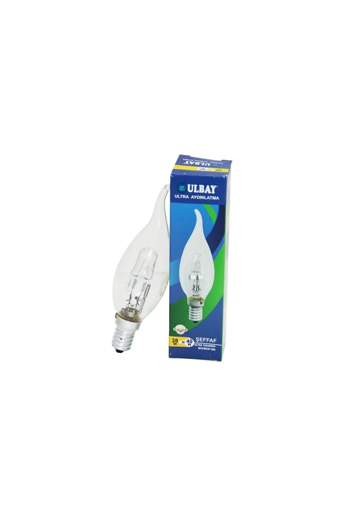 HALOJEN 28W - E14 SARI RENK KIVRIK ŞEFFAF MUM AMPUL (5047)