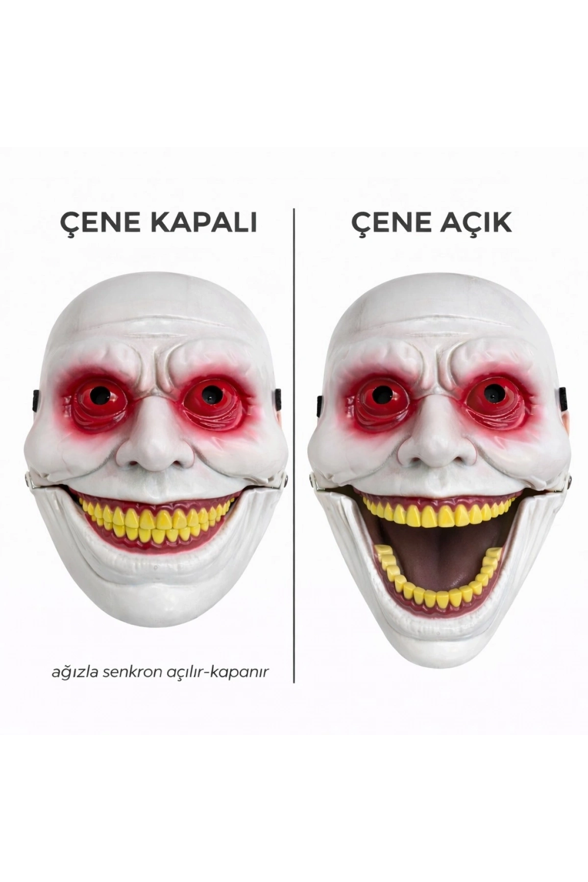 Hareketli Çene Mekanizmalı Korku Maskesi Kırmızı (5047)