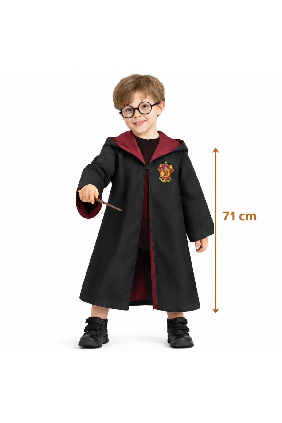 Harry Potter Çocuk Bebek Kostüm Seti – Asa Gözlük Pelerin 71 cm (2-4 Yaş) (5047)