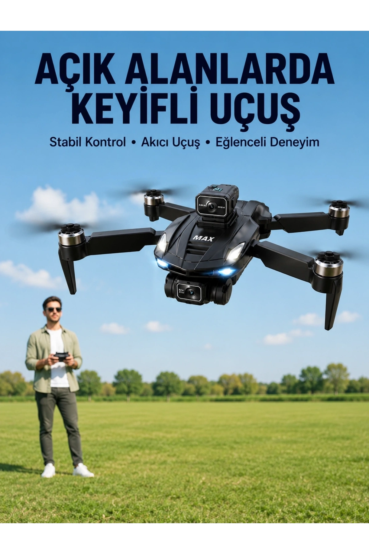 Havadan Çekim İçin Çift Kameralı Kompakt ve Kolay Taşınabilir Drone