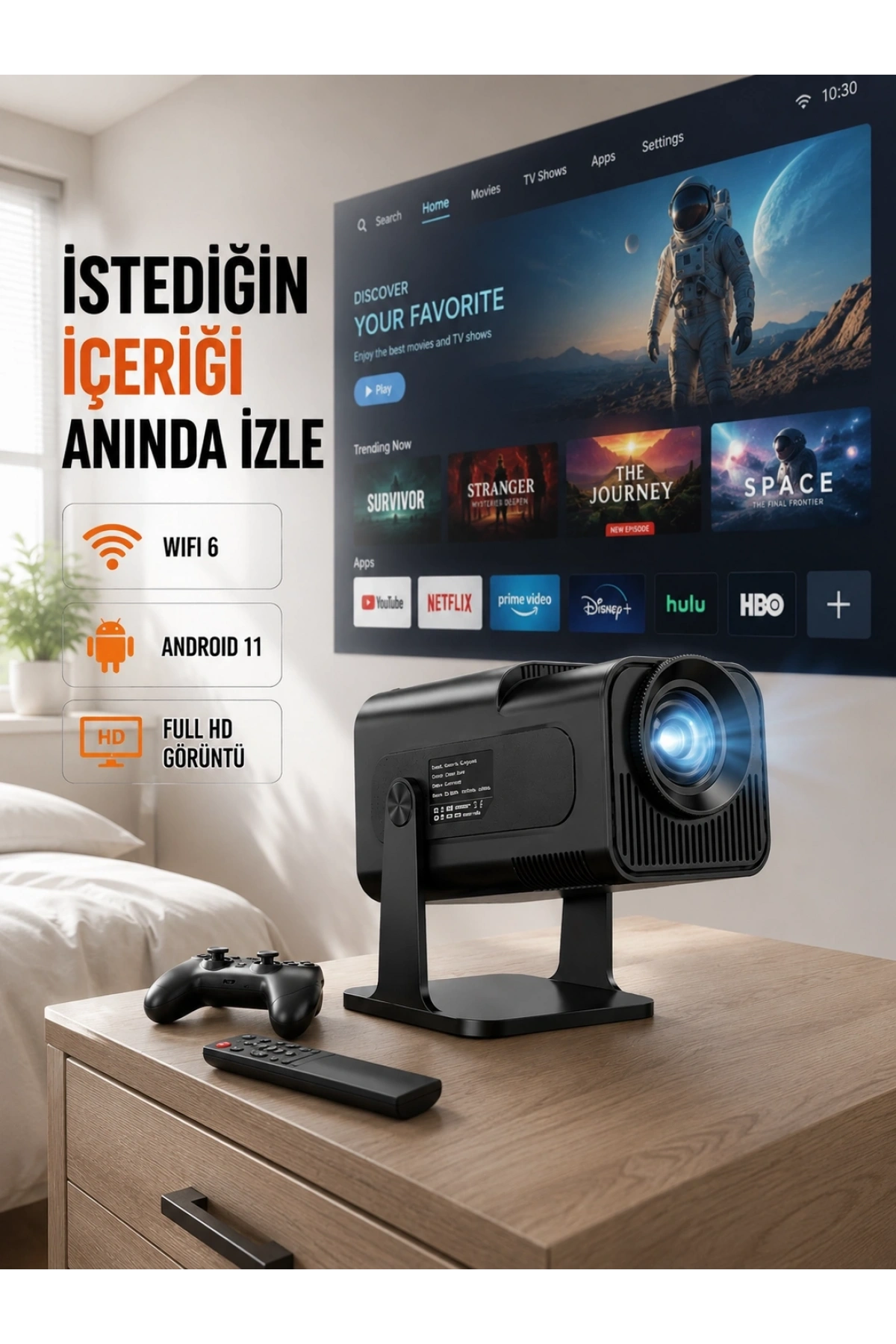 HCS350pro 1080P Full HD Taşınabilir Android Projektör Yeni Nesil