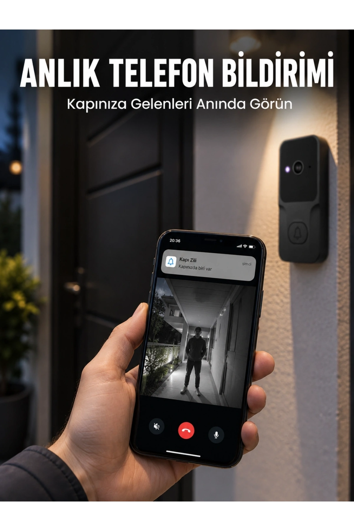 HD Kameralı Akıllı Kapı Zili | Çift Yönlü Sesli Wi-Fi Görüntülü Kapı Zili