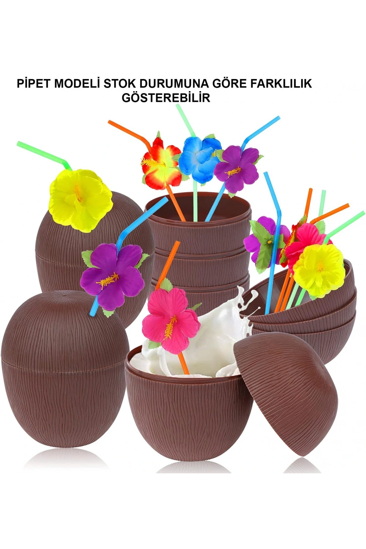 Hindistan Cevizi Hawaii Luau Aloha Pipetli İçecek Kabı Bardak 10x13 cm 1 Adet (5047)