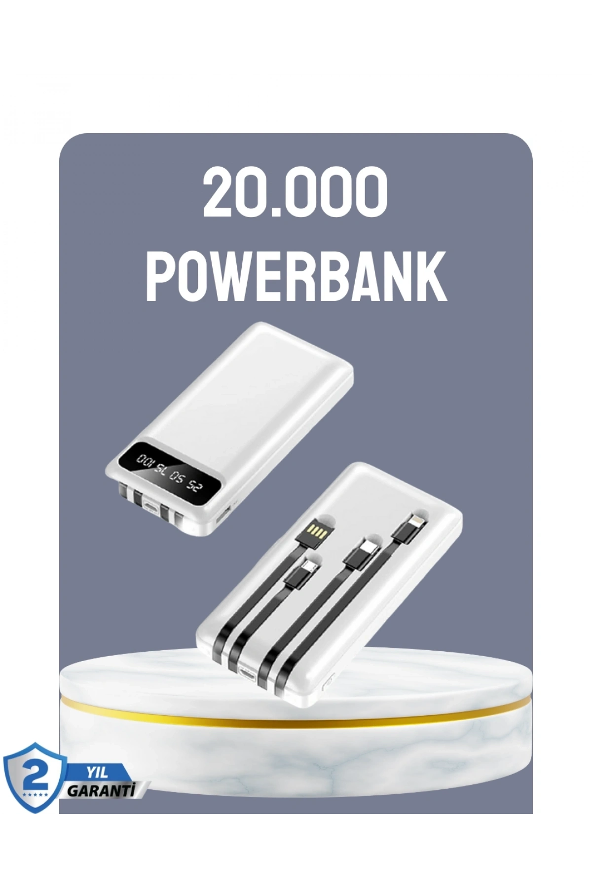 Hızlı Şarj Destekli 20.000mAh Powerbank USB Type-C Lightning LCD