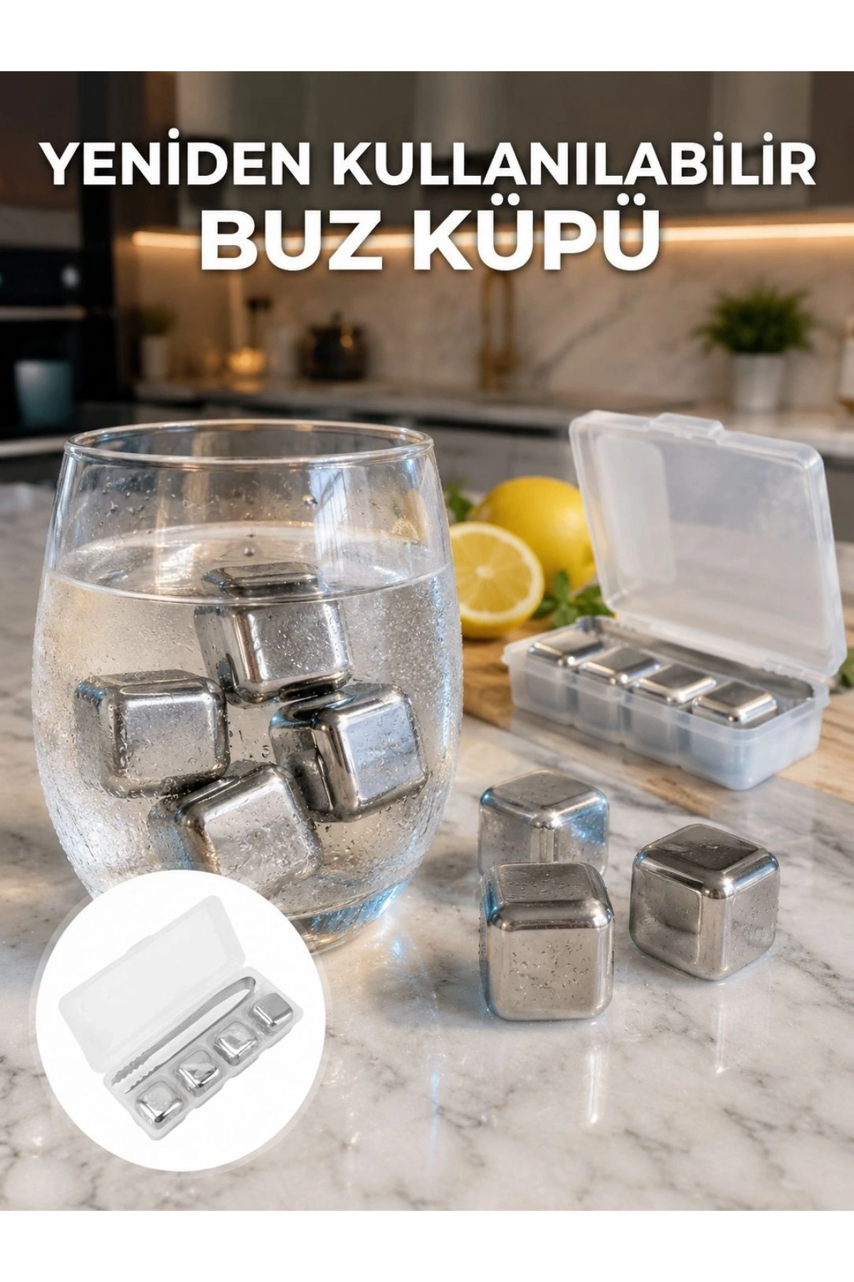Hızlı Soğutma Özellikli Paslanmaz Metal Buz Küpü Takımı