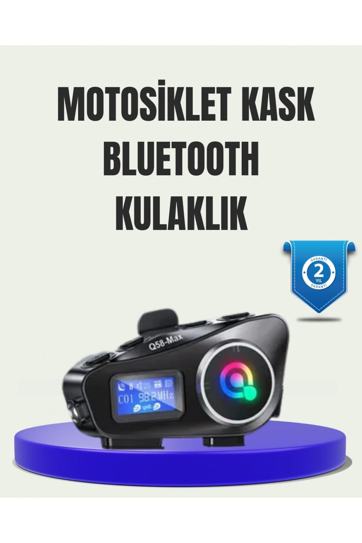 IP65 Suya Dayanıklı Kask Bluetooth Kulaklık LCD Ekranlı