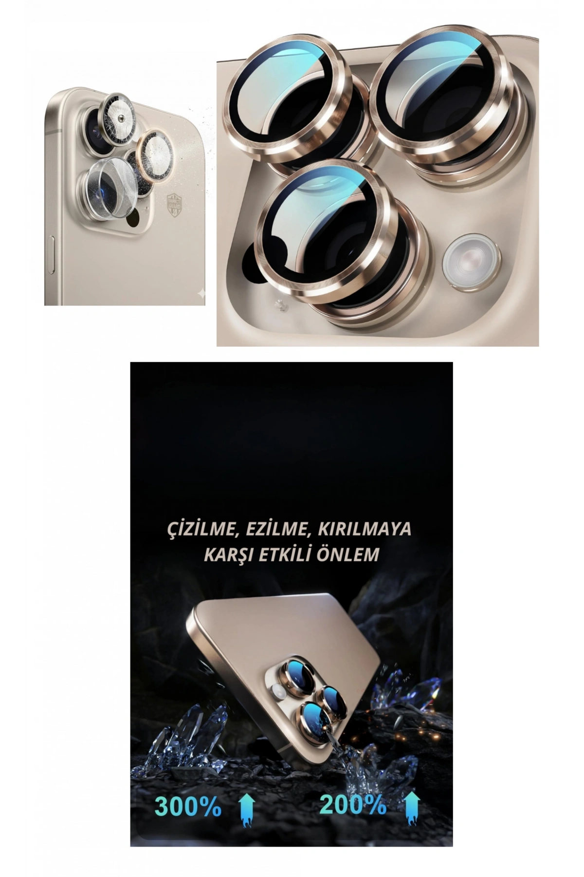 iPhone 16 Pro Kamera Lens Koruyucu Naturel