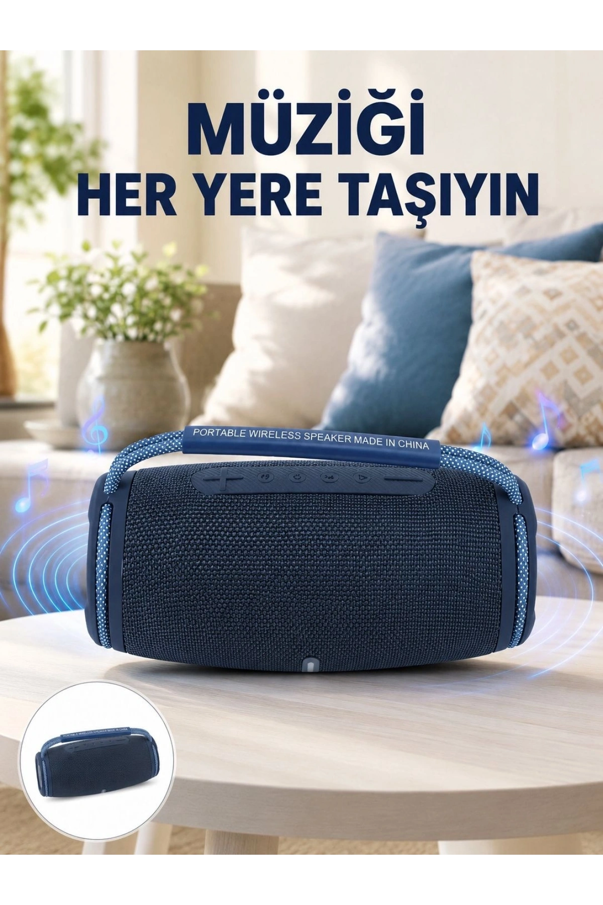IPX5 Su Geçirmez Taşınabilir Bluetooth Hoparlör Renkli Işıklı