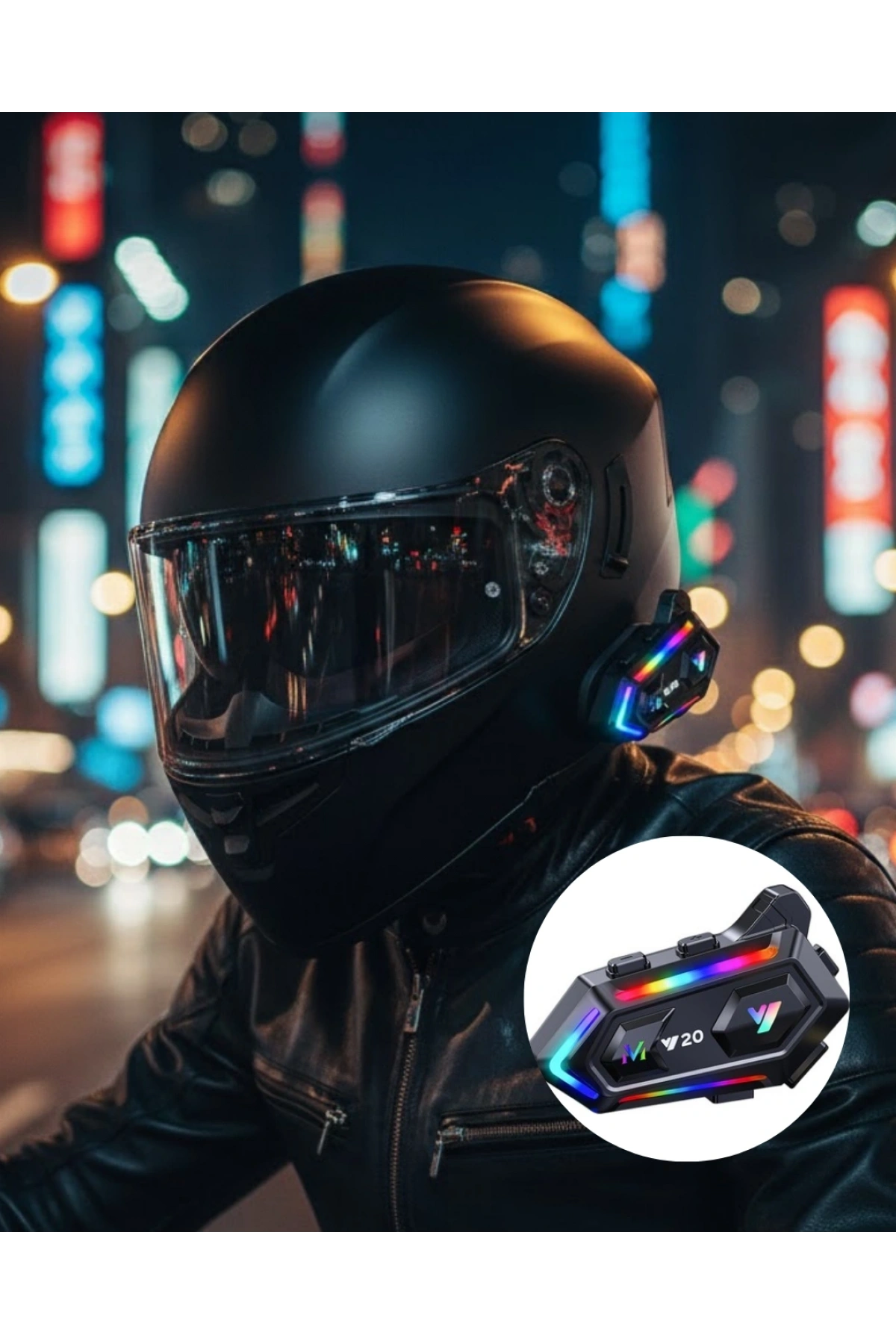 IPX6 Su Geçirmez Intercom 1000m Bağlantı 1000mAh Batarya RGB Işıklı