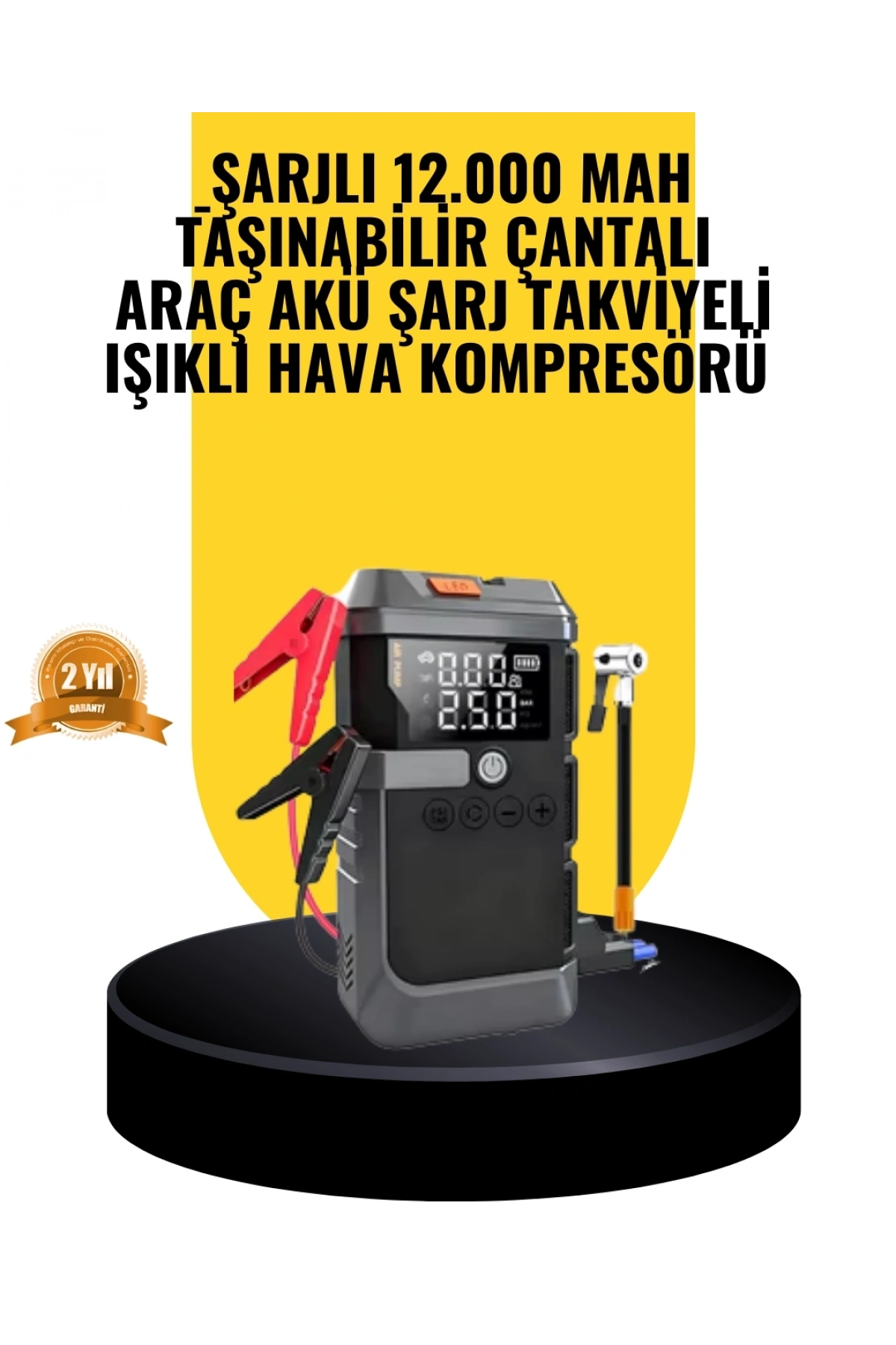 Işıklı Hava Kompresörlü Taşınabilir Akü Takviye Ünitesi