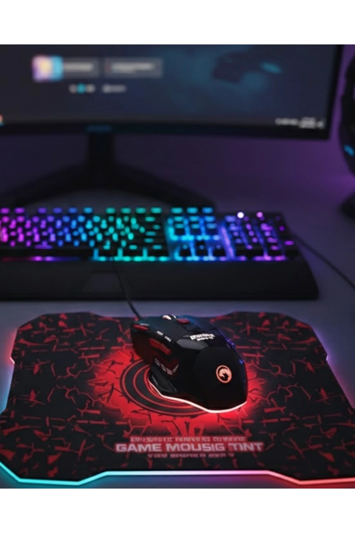 Işıklı Oyuncu Mouse ve Mousepad Seti Ergonomik Tasarım ve RGB Aydınlatma