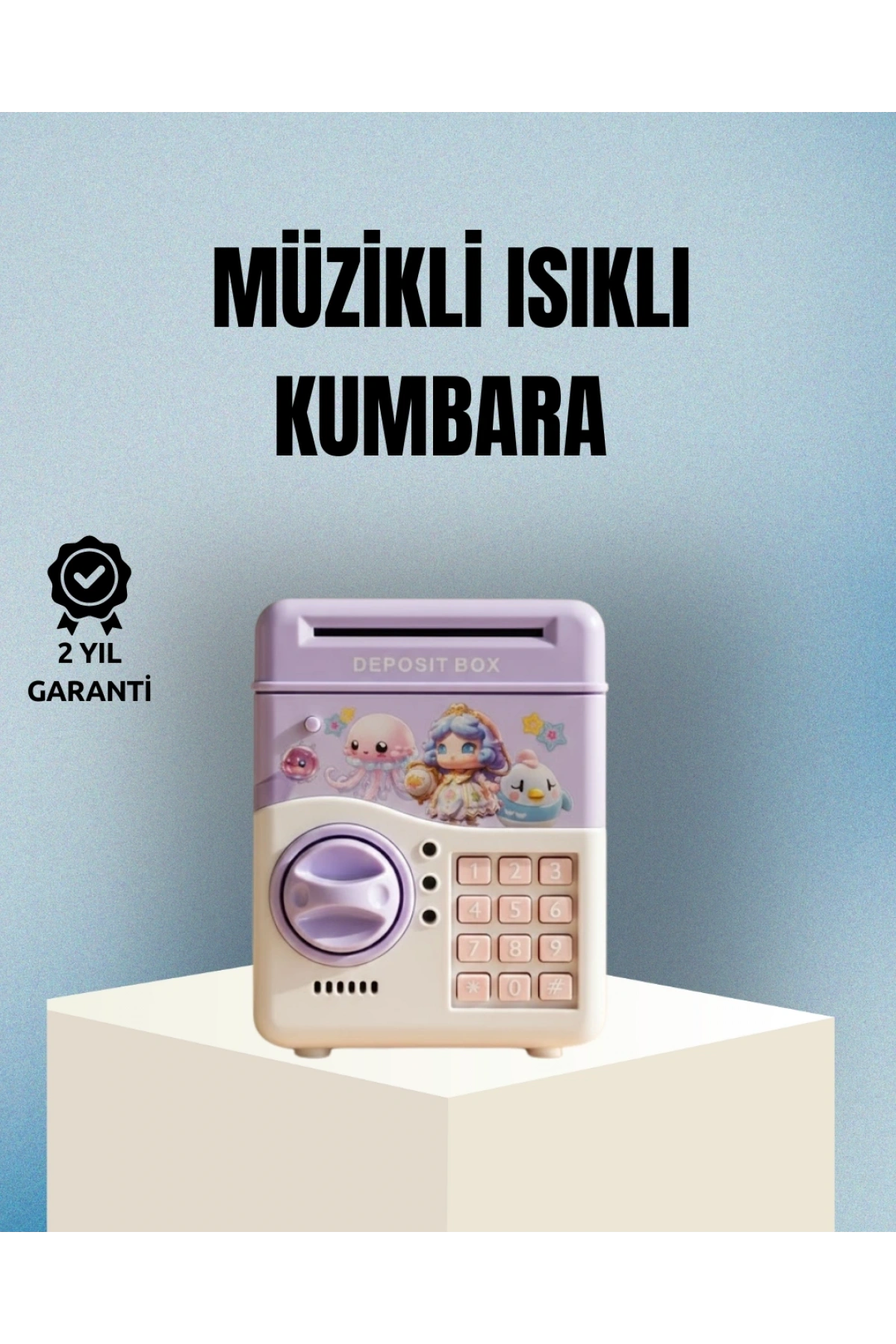 Işıklı Sesli Şifreli Otomatik Para Çeken Kumbara Mor