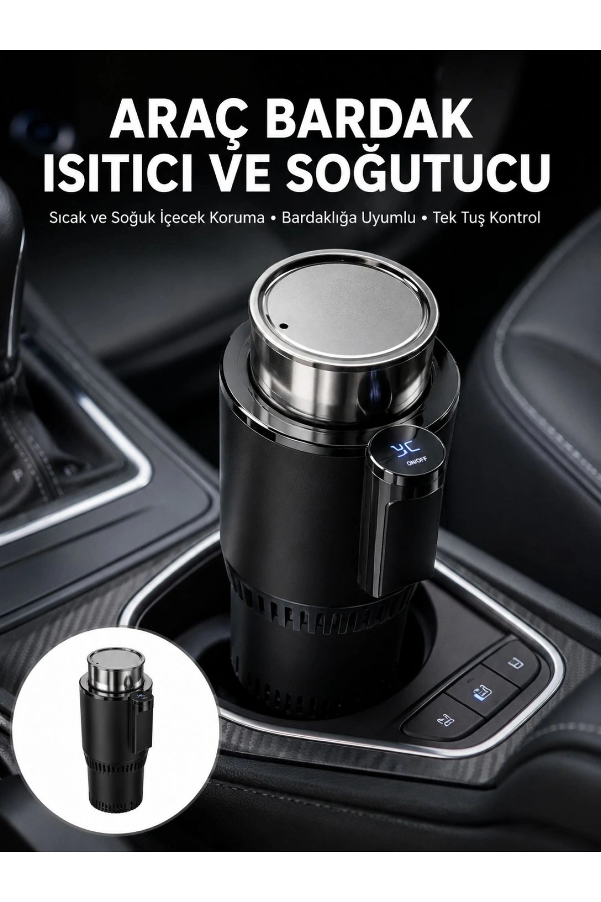 Isıtma Soğutma Özellikli Araç Bardaklığı Çakmak Girişli Akıllı Yeni Nesil