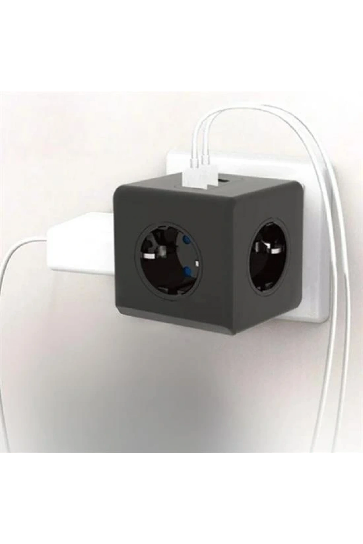 Isıya Dayanıklı Termal Akım Korumalı ve Çocuk Korumalı 3 Priz Girişli 3 USB Girişli Küp Priz (5047)