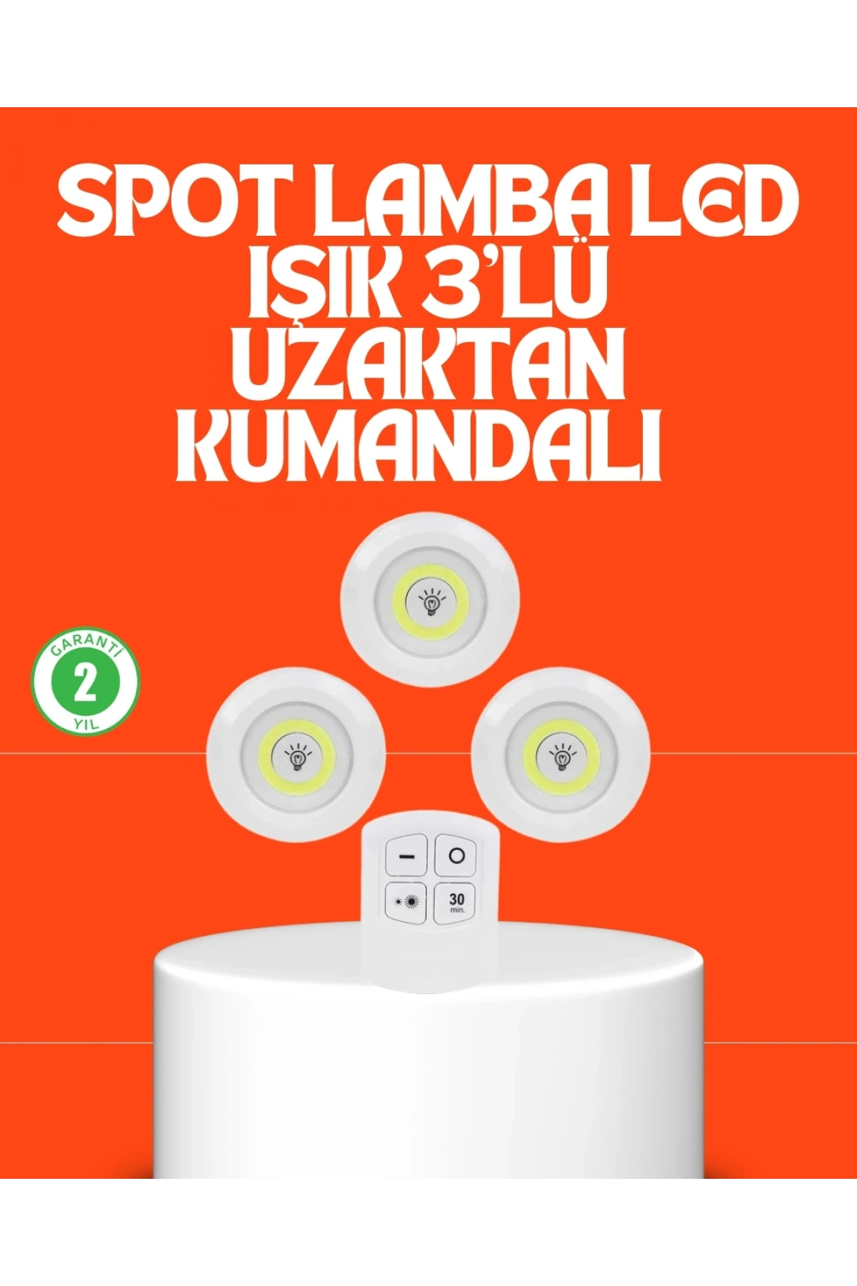 Kablosuz 3 Lü Spot Led Lamba Seti Uzaktan Kumandalı Enerji Tasarruflu Aydınlatma