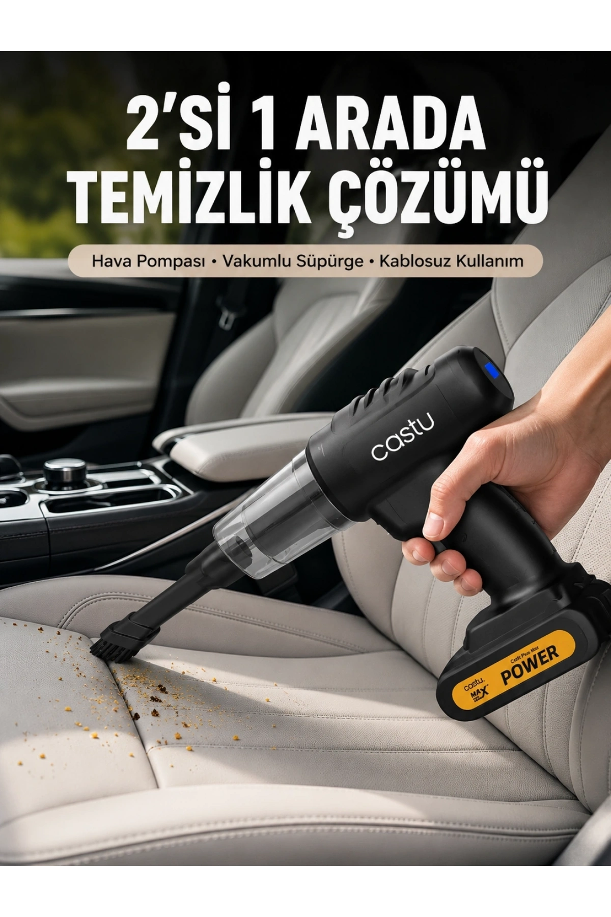 Kablosuz Araç El Süpürgesi Hava Pompası Kombinasyon