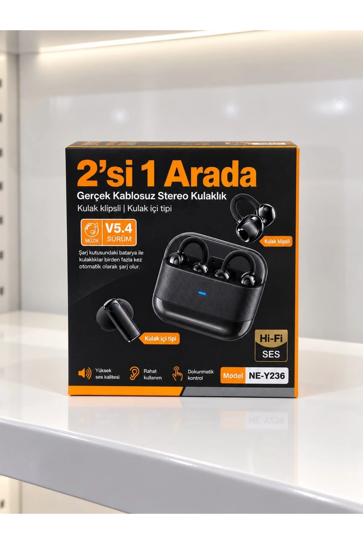 Kablosuz Bluetooth Kulaklık 4 Kulaklıklı 2’si 1 Arada Siyah