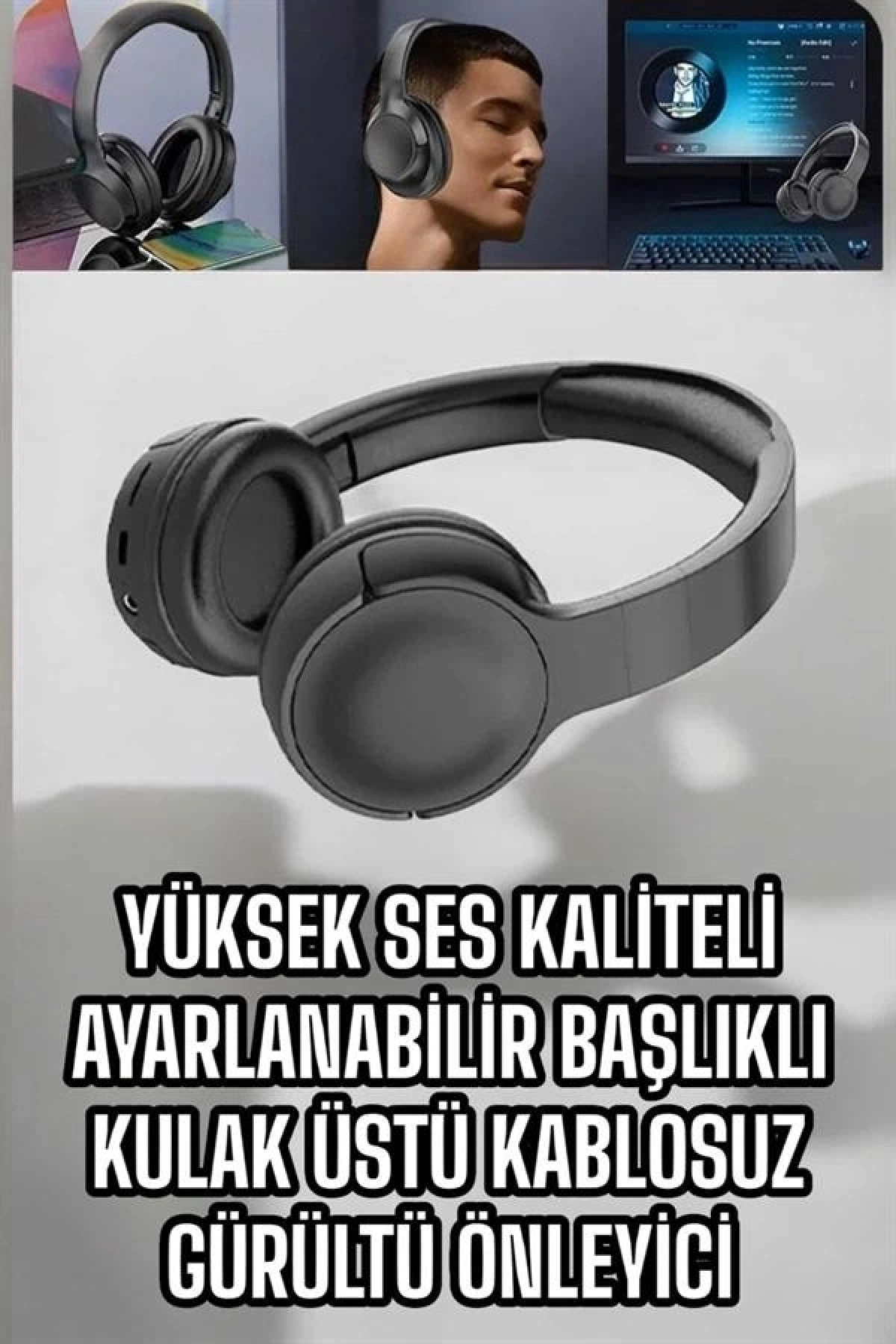 Kablosuz Bluetooth Kulaklık ANC/ENC Destekli Kulak Üstü Yüksek Ses Kaliteli