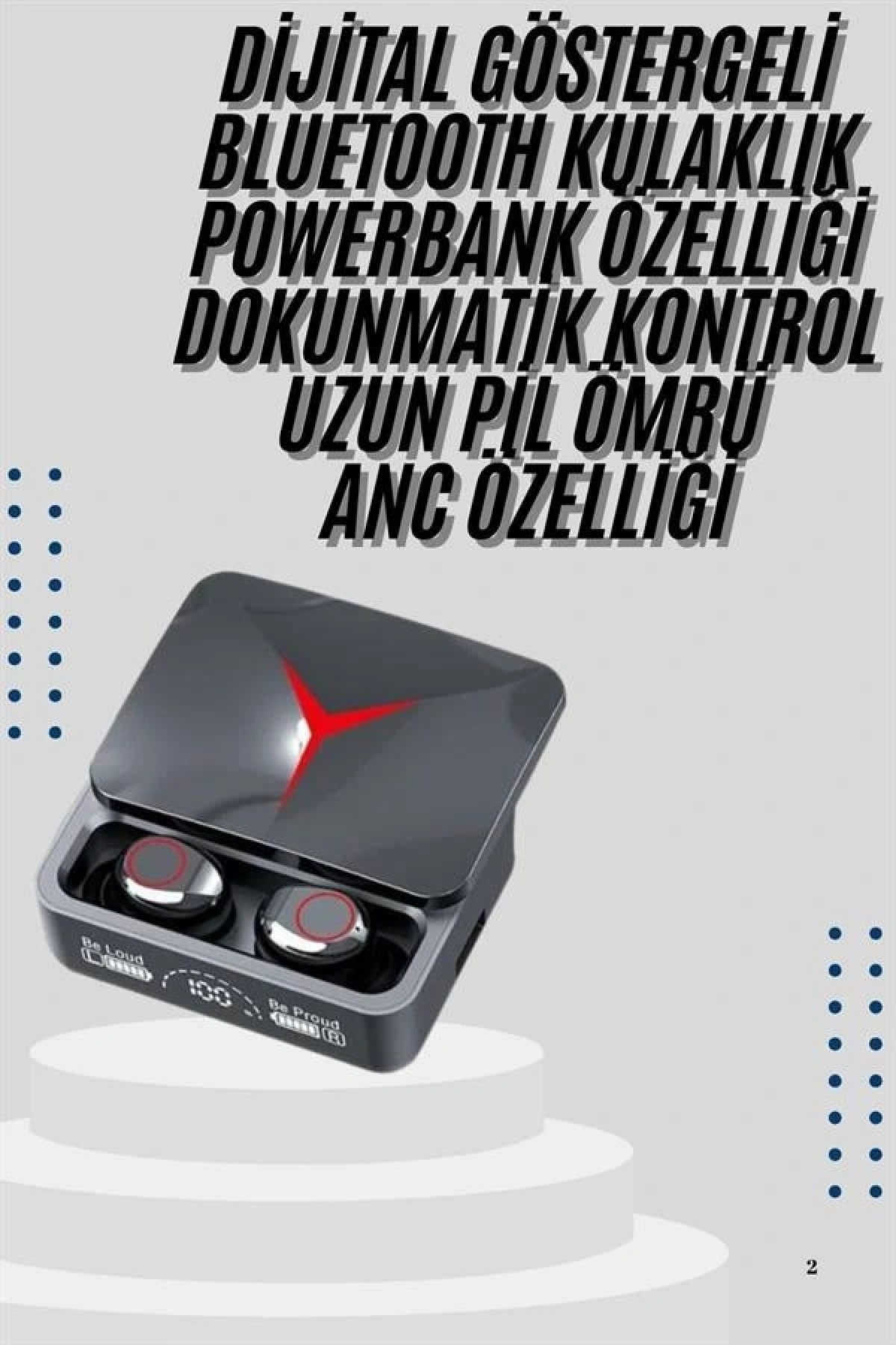 Kablosuz Bluetooth Kulaklık Powerbank Özellikli Göstergeli Hd Mikrofon