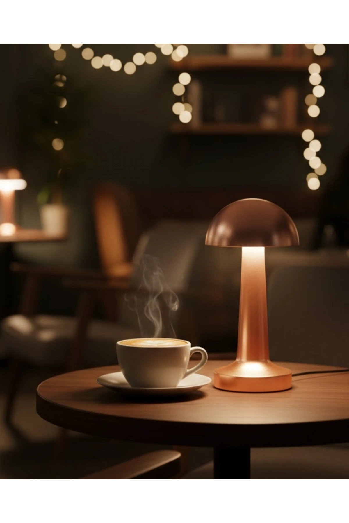 Kablosuz Dokunmatik Masa Lambası 3 Işık Modlu USB Şarjlı Bronz