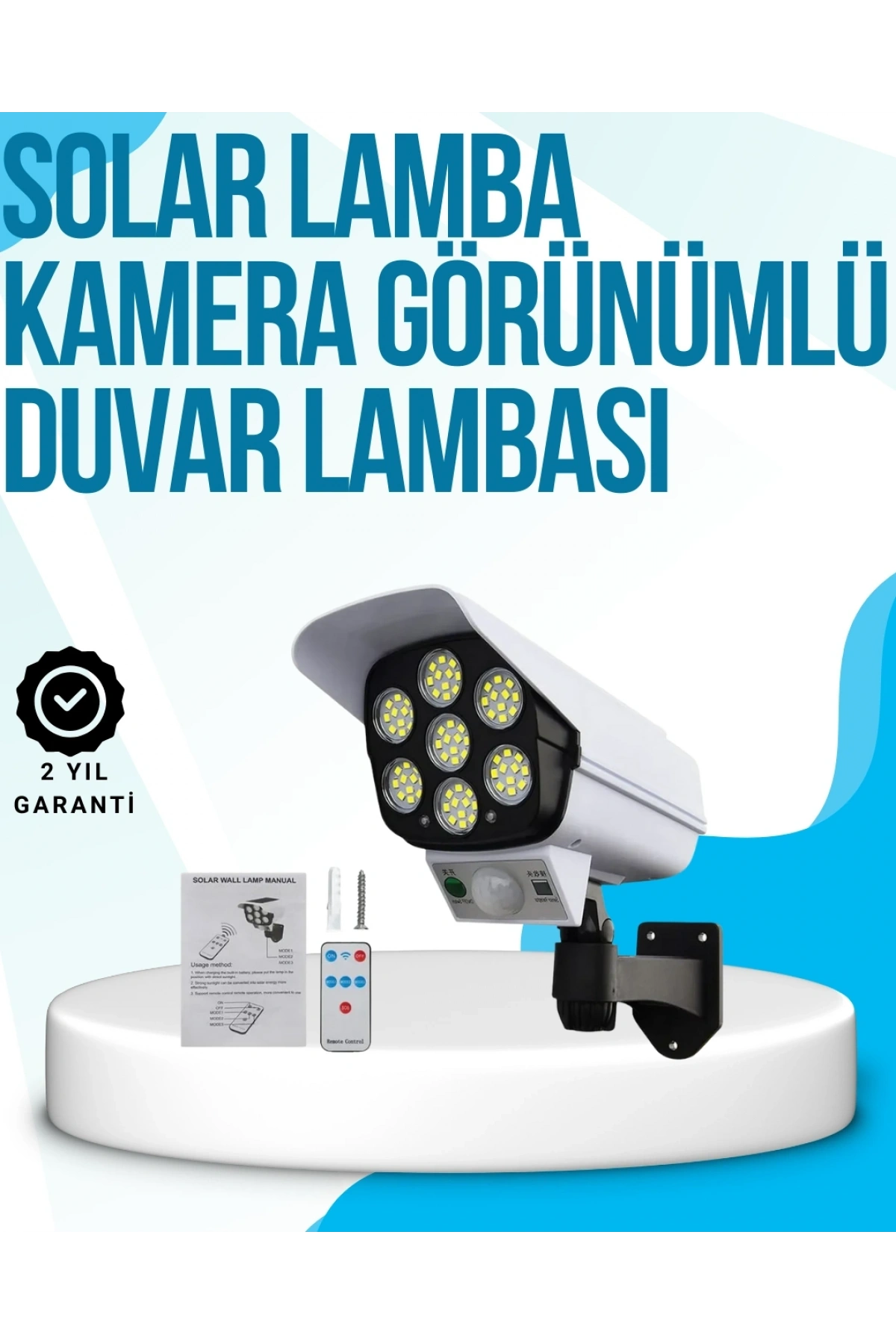 Kablosuz, Güneş Paneliyle Şarj Olan Dış Mekan Lambası – 8-10 Saat Aydınlatma Süresi
