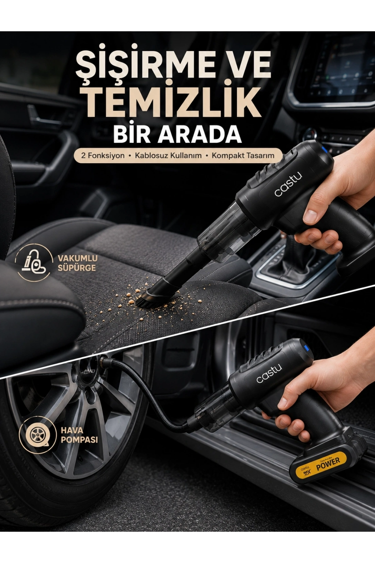 Kablosuz Hava Pompası ve Vakumlu El Süpürgesi