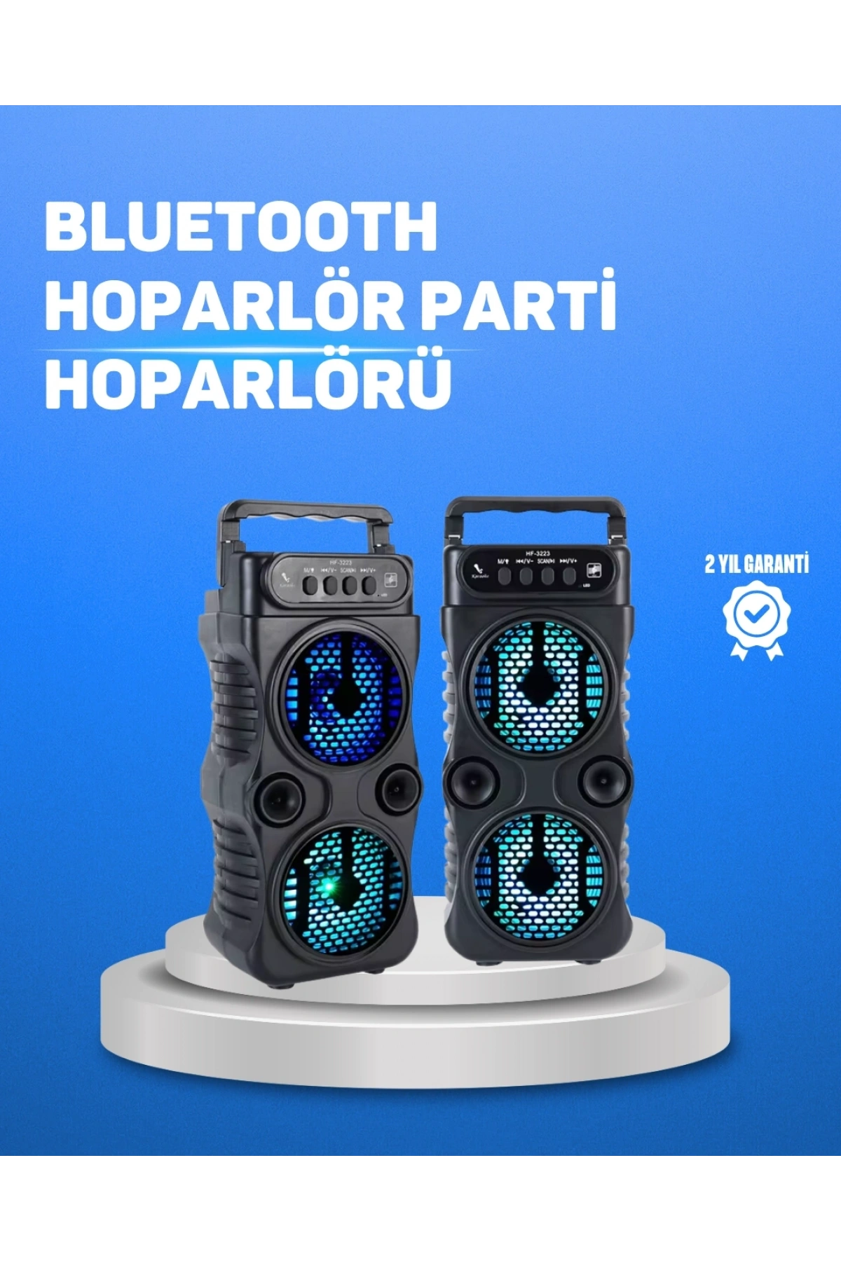 Kablosuz LED Işıklı Bluetooth Hoparlör – FM Radyolu, Mikrofon Girişli