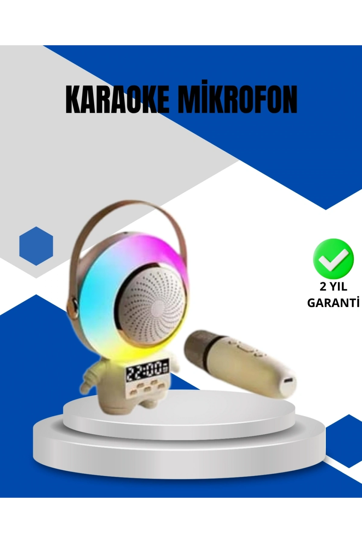 Kablosuz Mikrofonlu Astronot Tasarım Bluetooth Speaker Karaoke