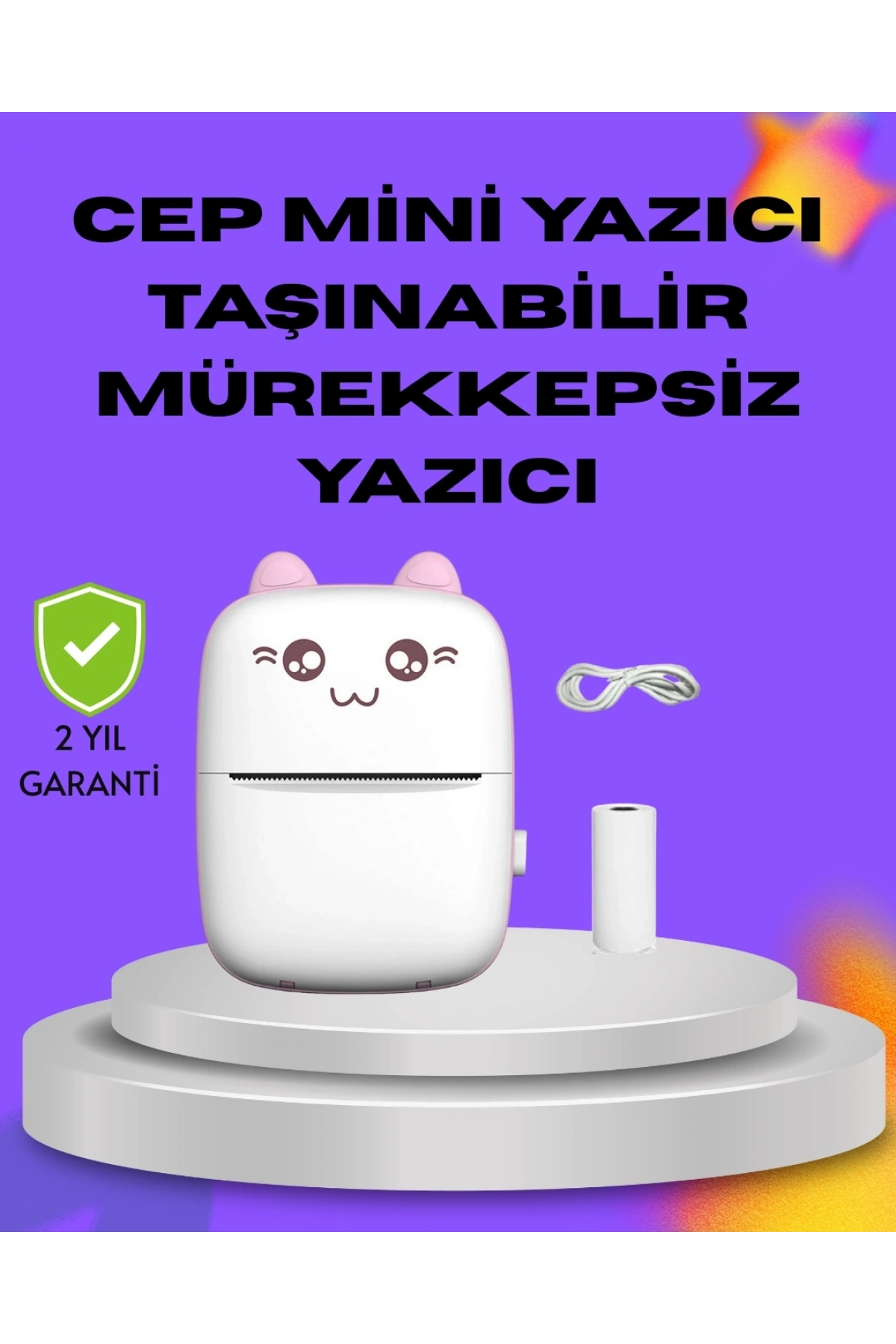 Kablosuz Mini Cep Yazıcısı Bluetooth Destekli 1200mAh Bataryalı