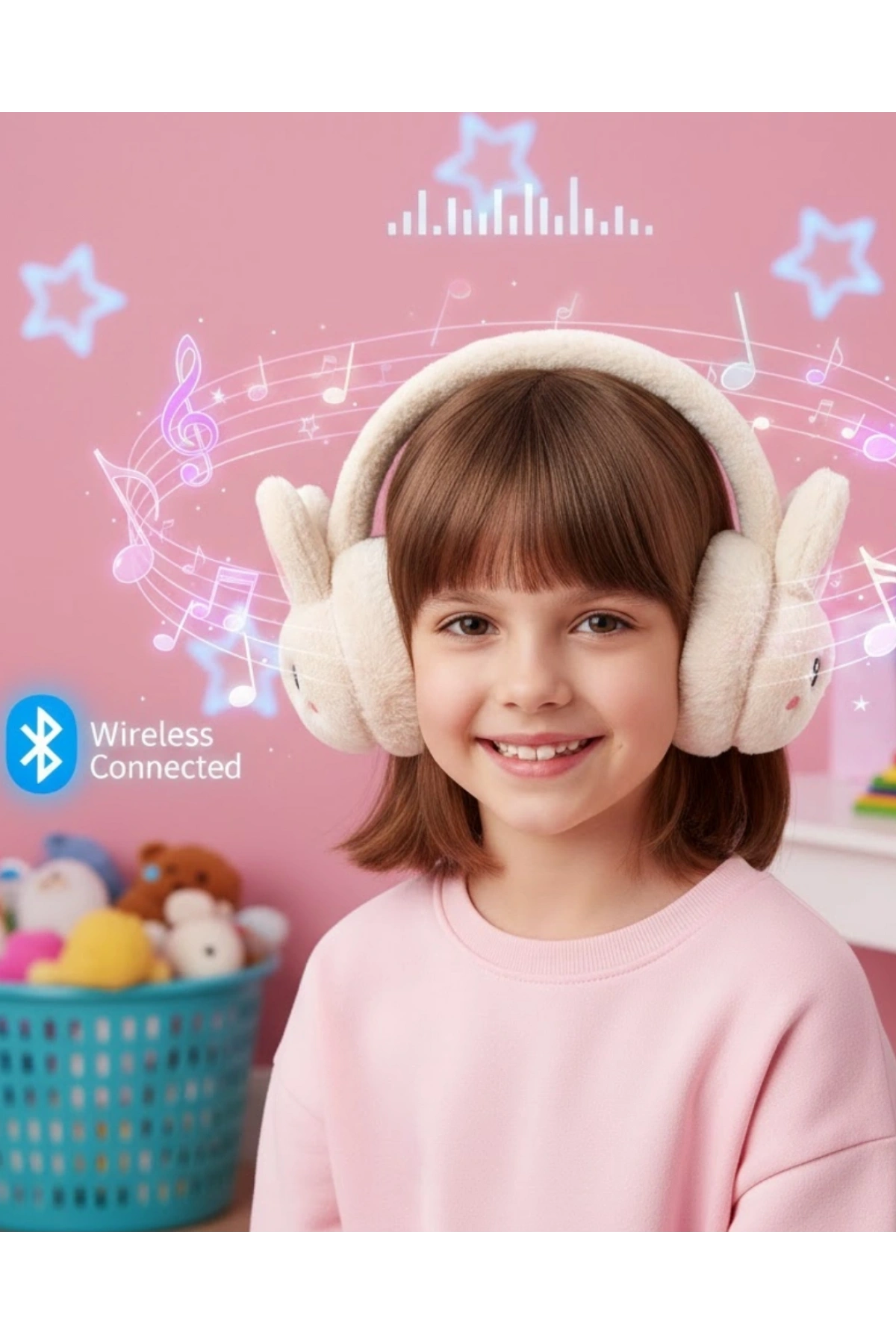 Kablosuz Peluş Bluetooth Kulaklık Mikrofonlu Şarjlı Müzik Çalar