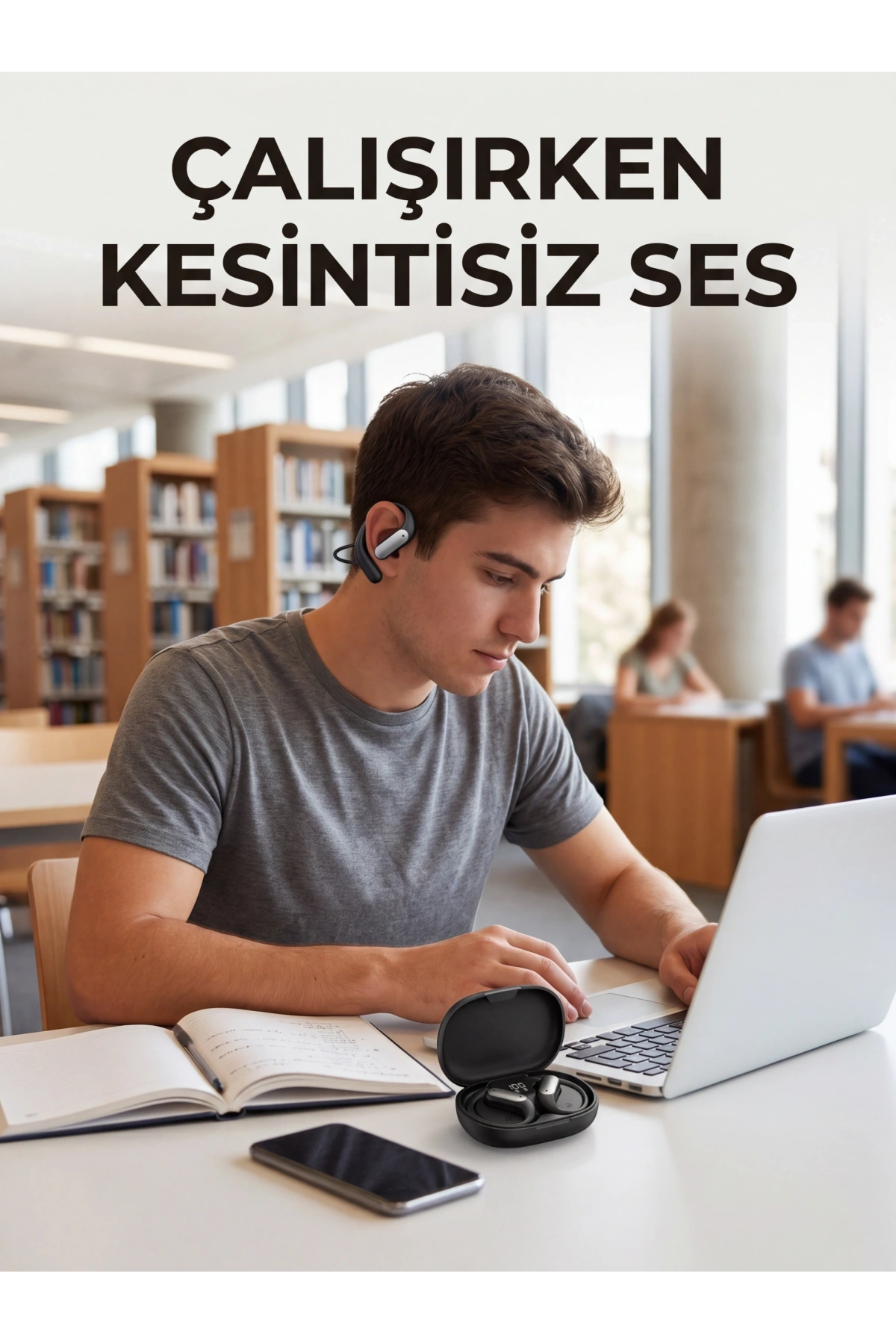 Kablosuz Spor Kulaklığı Kulak Kancalı Bluetooth Kulaklık Şarj Kutulu