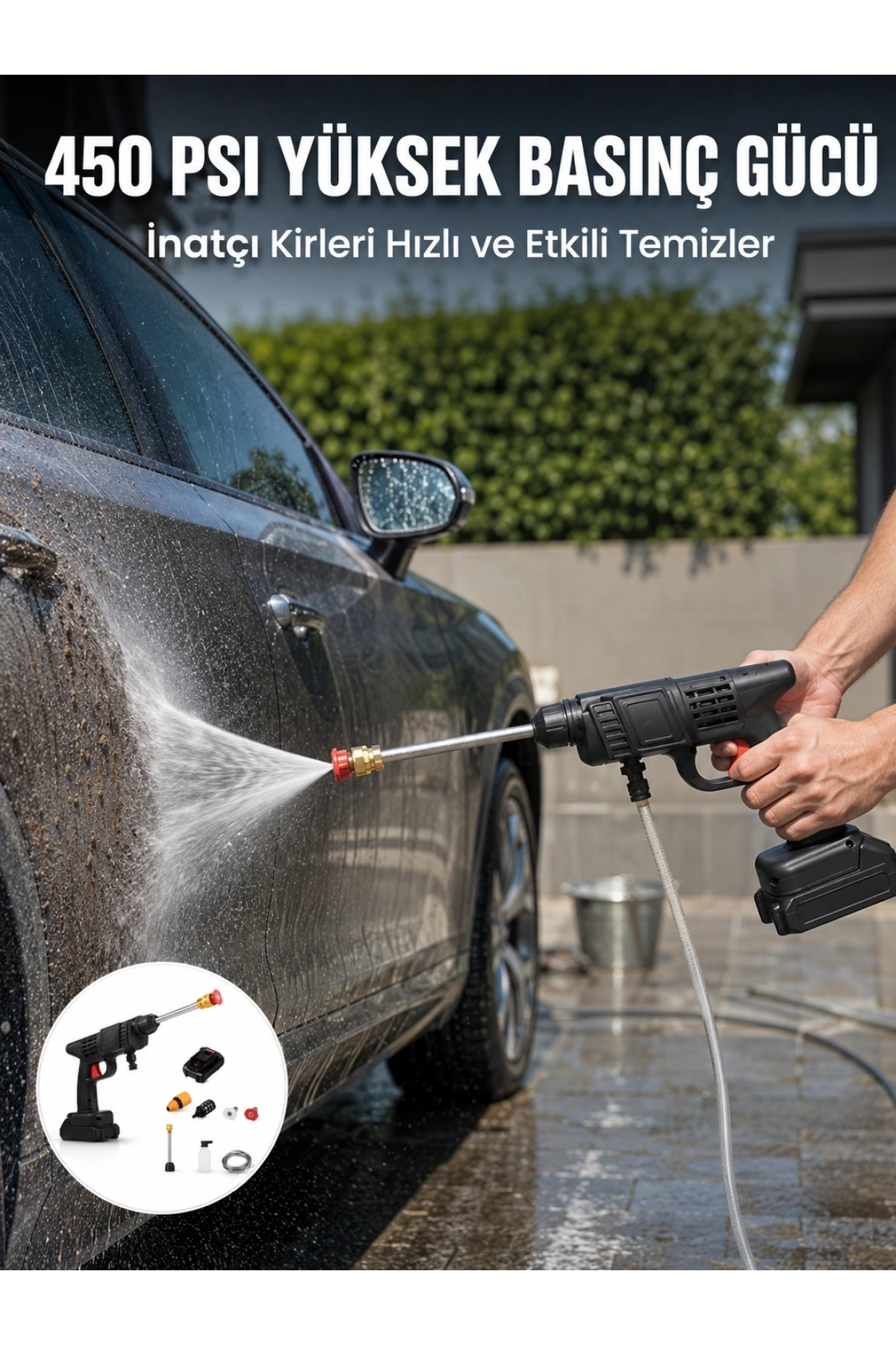 Kablosuz Taşınabilir Basınçlı Yıkama Tabancası Köpük Şişeli
