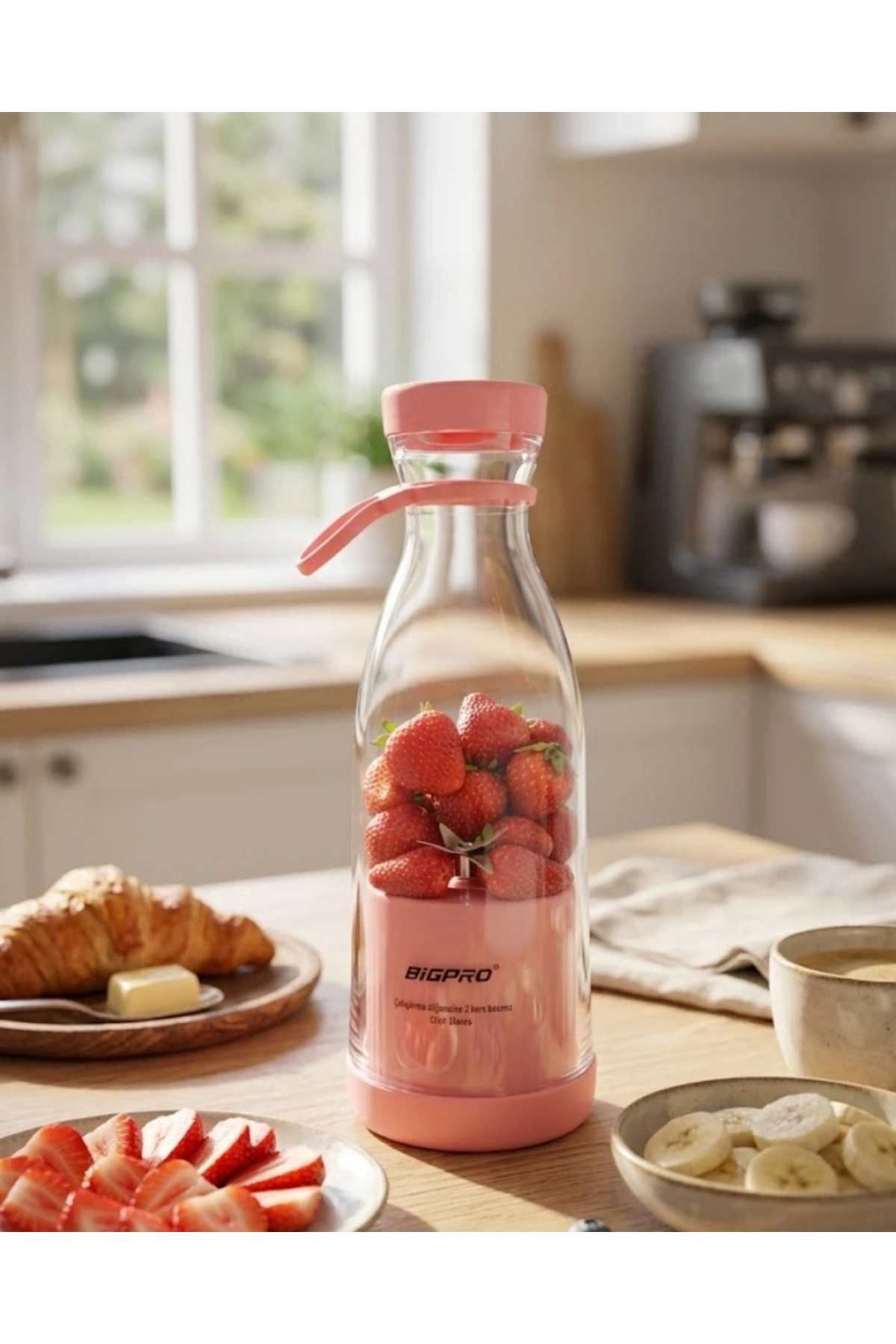 Kablosuz Taşınabilir Blender Smoothie Milkshake Hazırlama Tek Tuş Kullanım