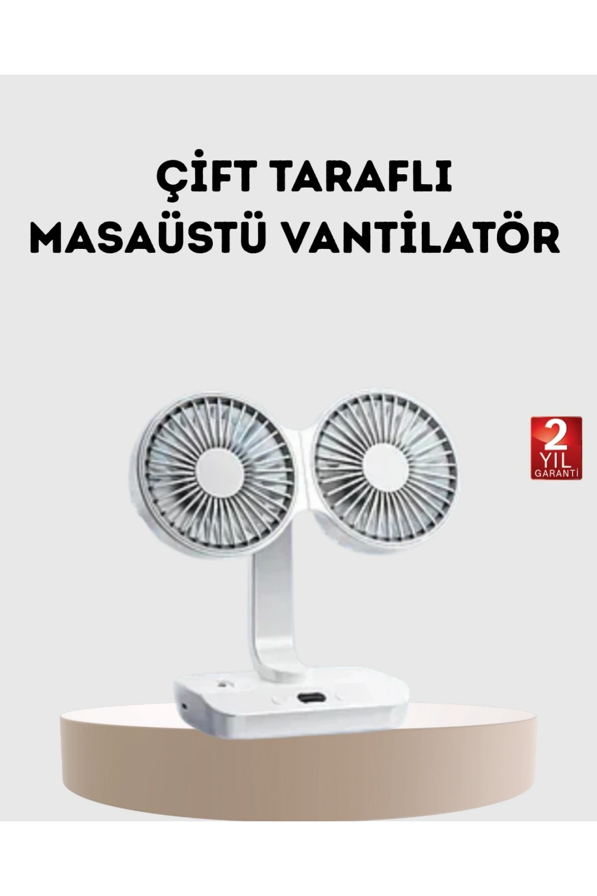 Kablosuz USB Şarjlı 720° Döner Masaüstü Fan – Çift Taraflı Serinlik ve Gece Lambası