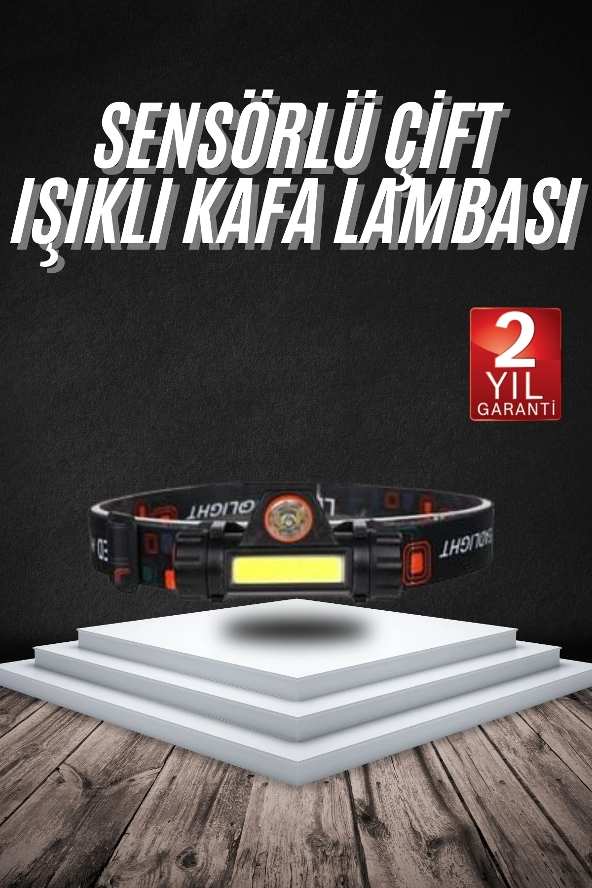 Kafa Lambası Çalışma Işığı Süper Parlak Mıknatıslı Lityum Lion Pilli
